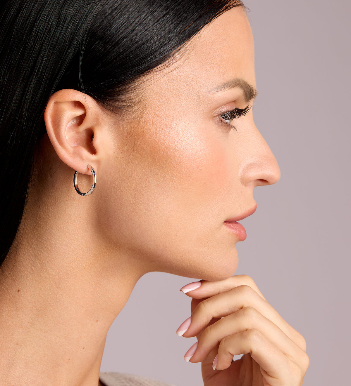 Classic Large Hoops in Rhodium Plating on 925 Silver - Ash & Harry