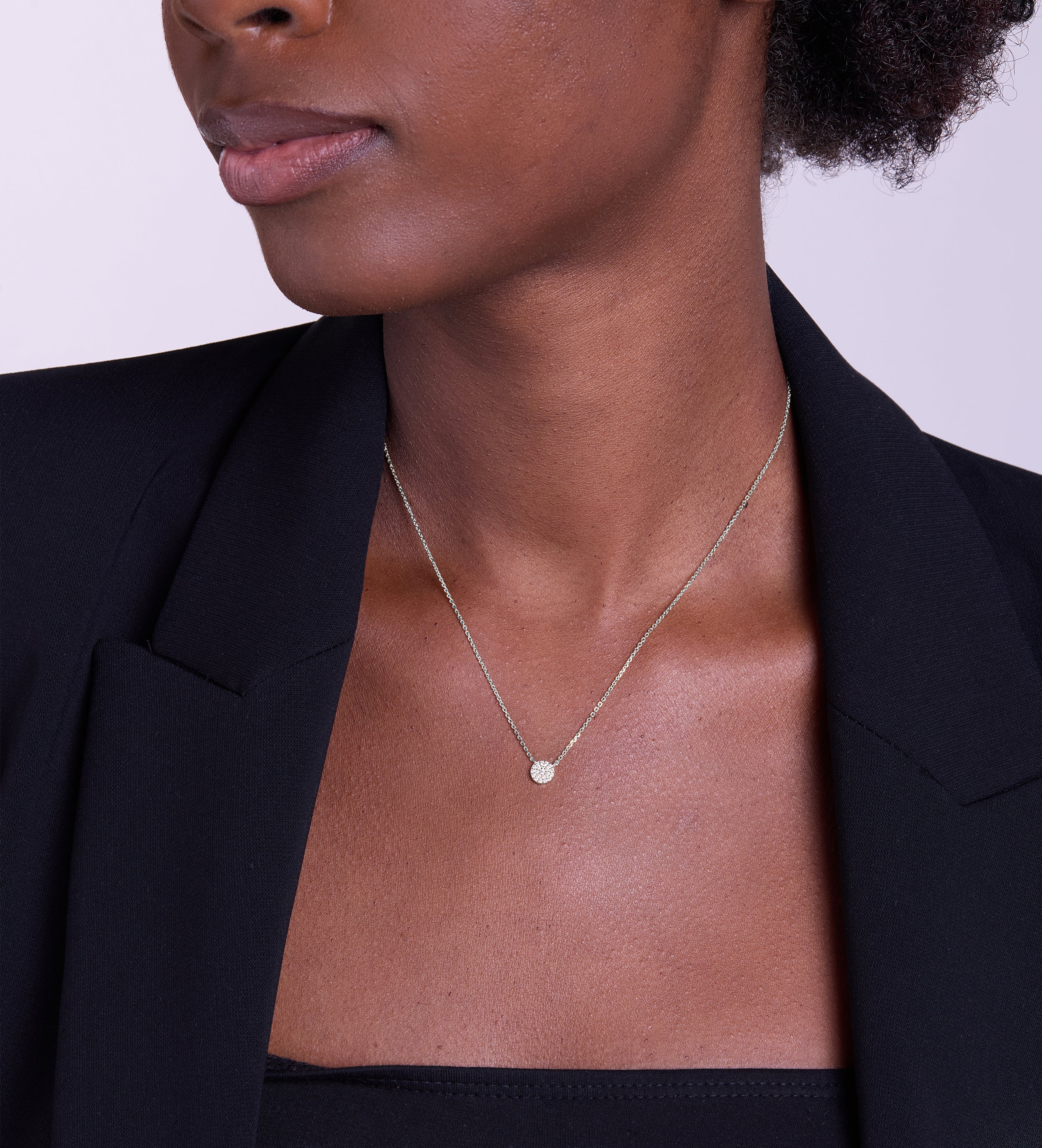 Round Pave Cluster Necklace in Silver