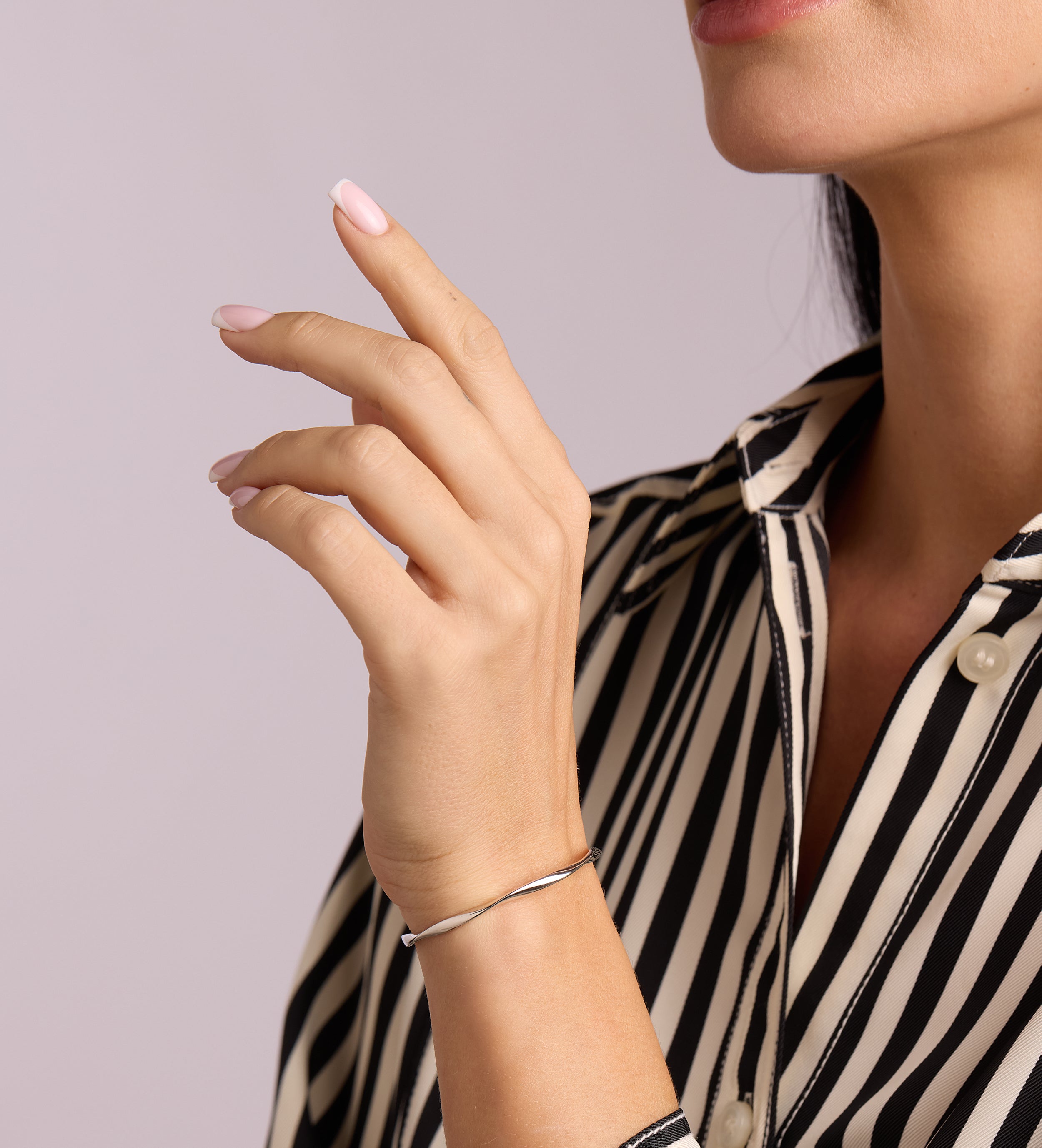 Ripple Wave Cuff Bracelet in Silver