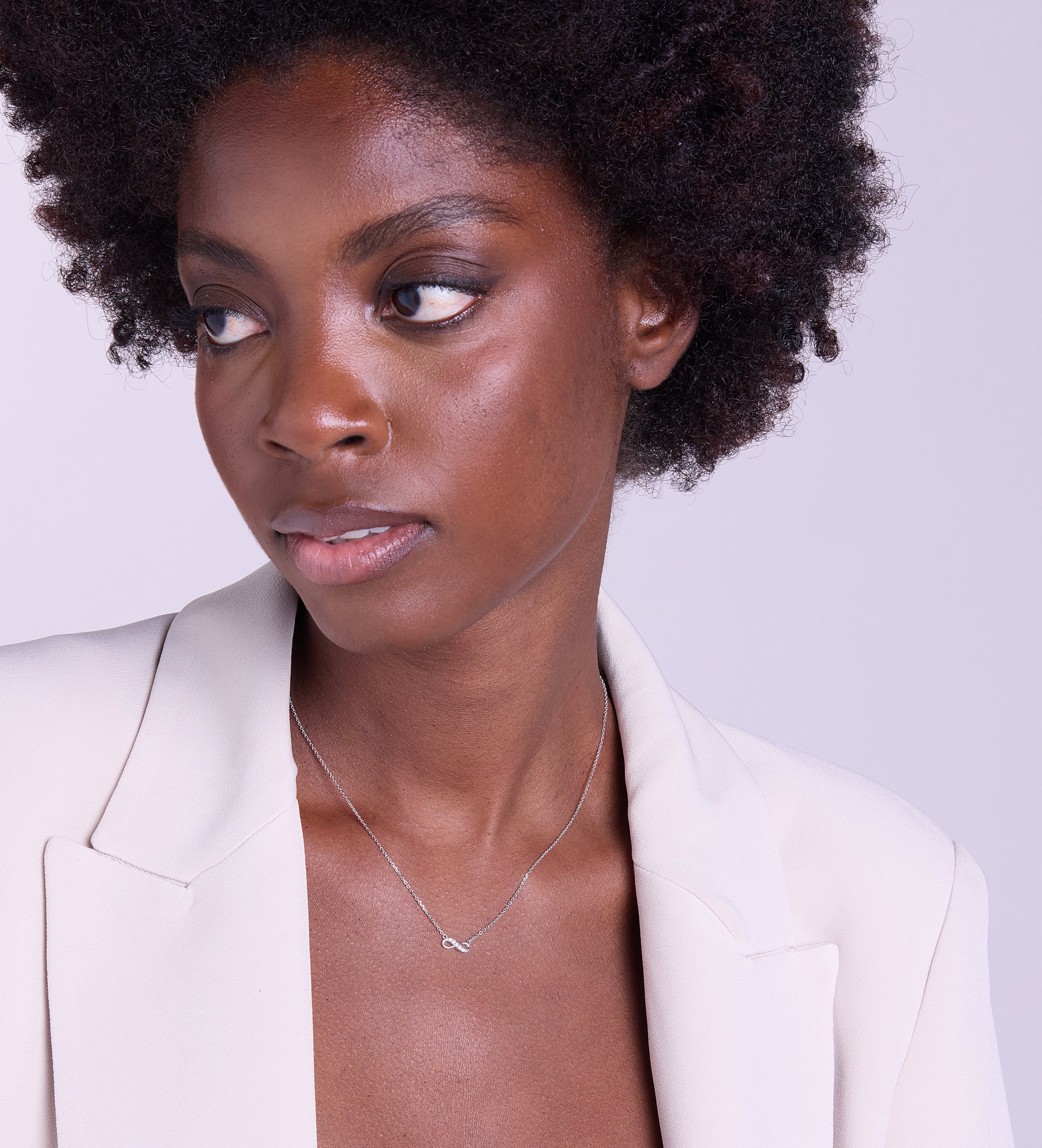 Mini Infinity Pave Necklace in Silver