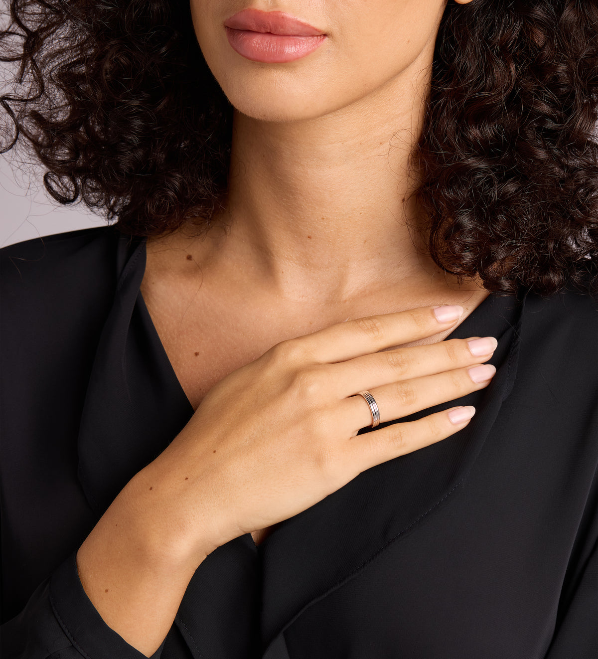 Trio Band Stacker Ring in Rhodium Plating on 925 Silver - Ash & Harry