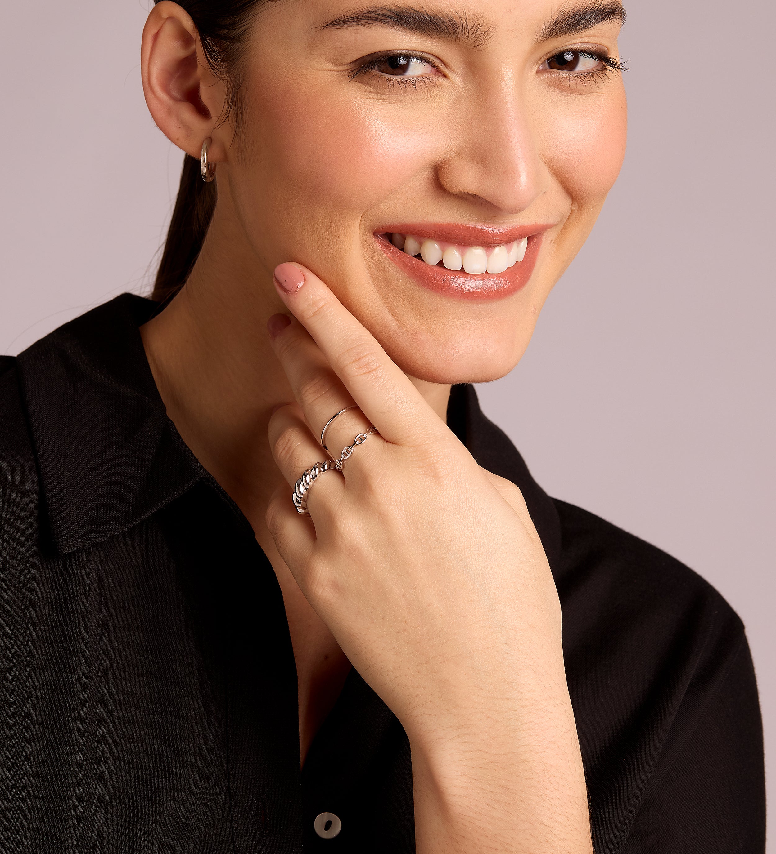 Thin Croissant Ring in Silver