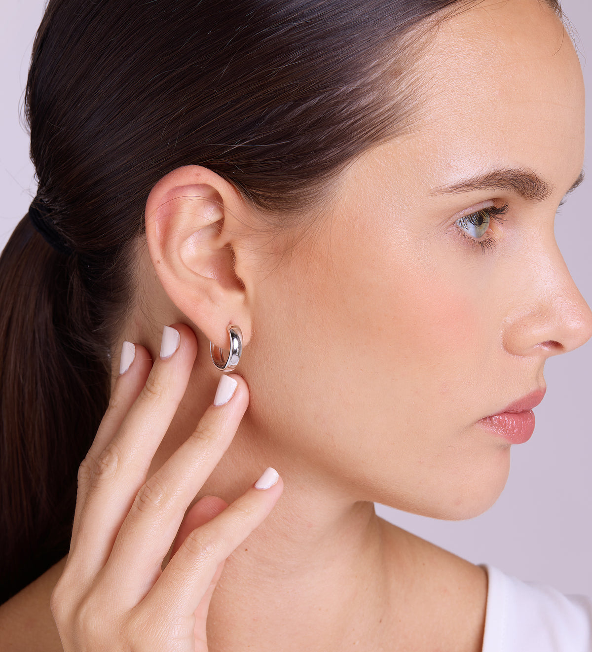 Bold Medium Hoops in Rhodium Plating on 925 Silver - Ash & Harry
