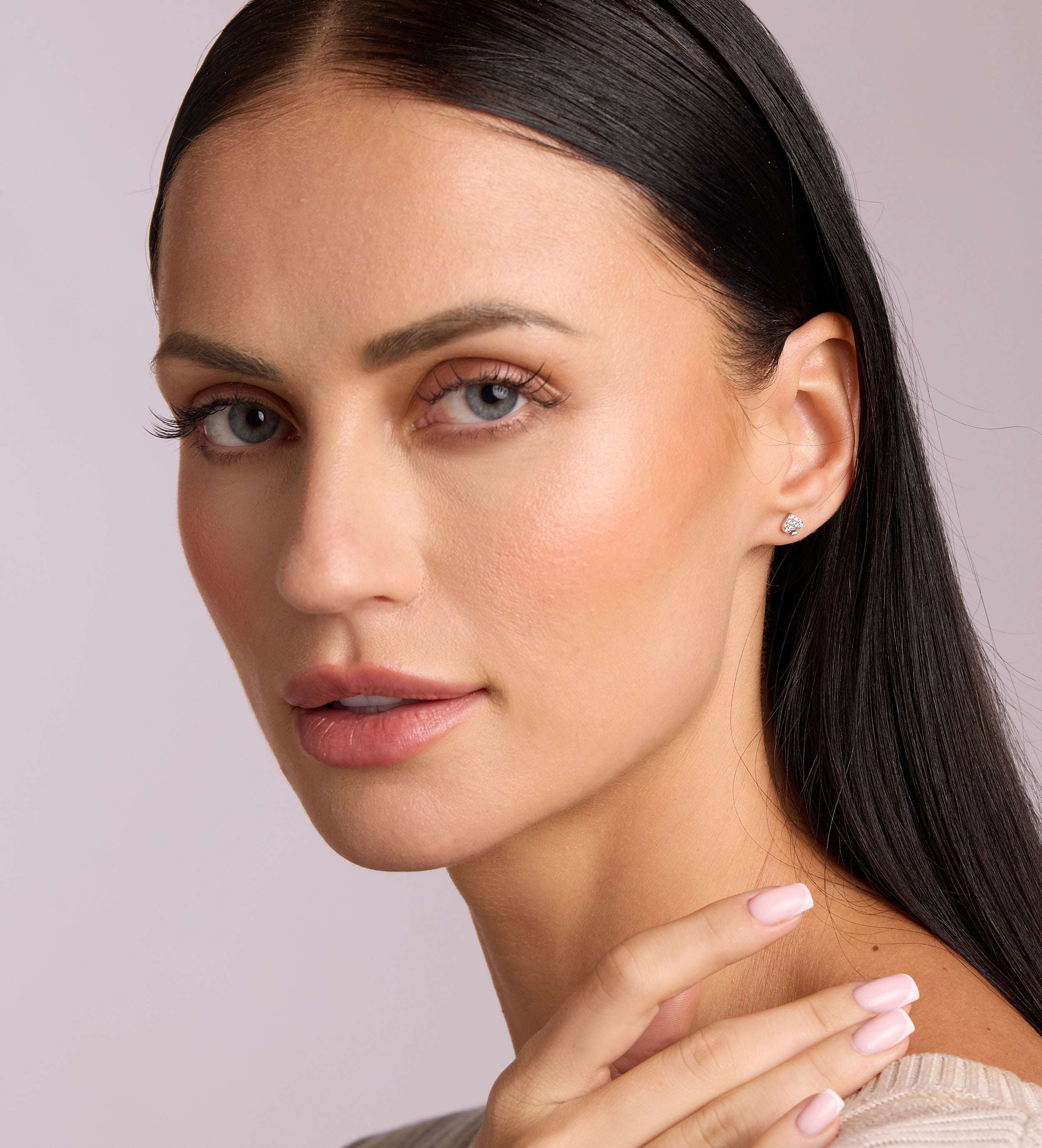 Pave Spade Earrings in Silver