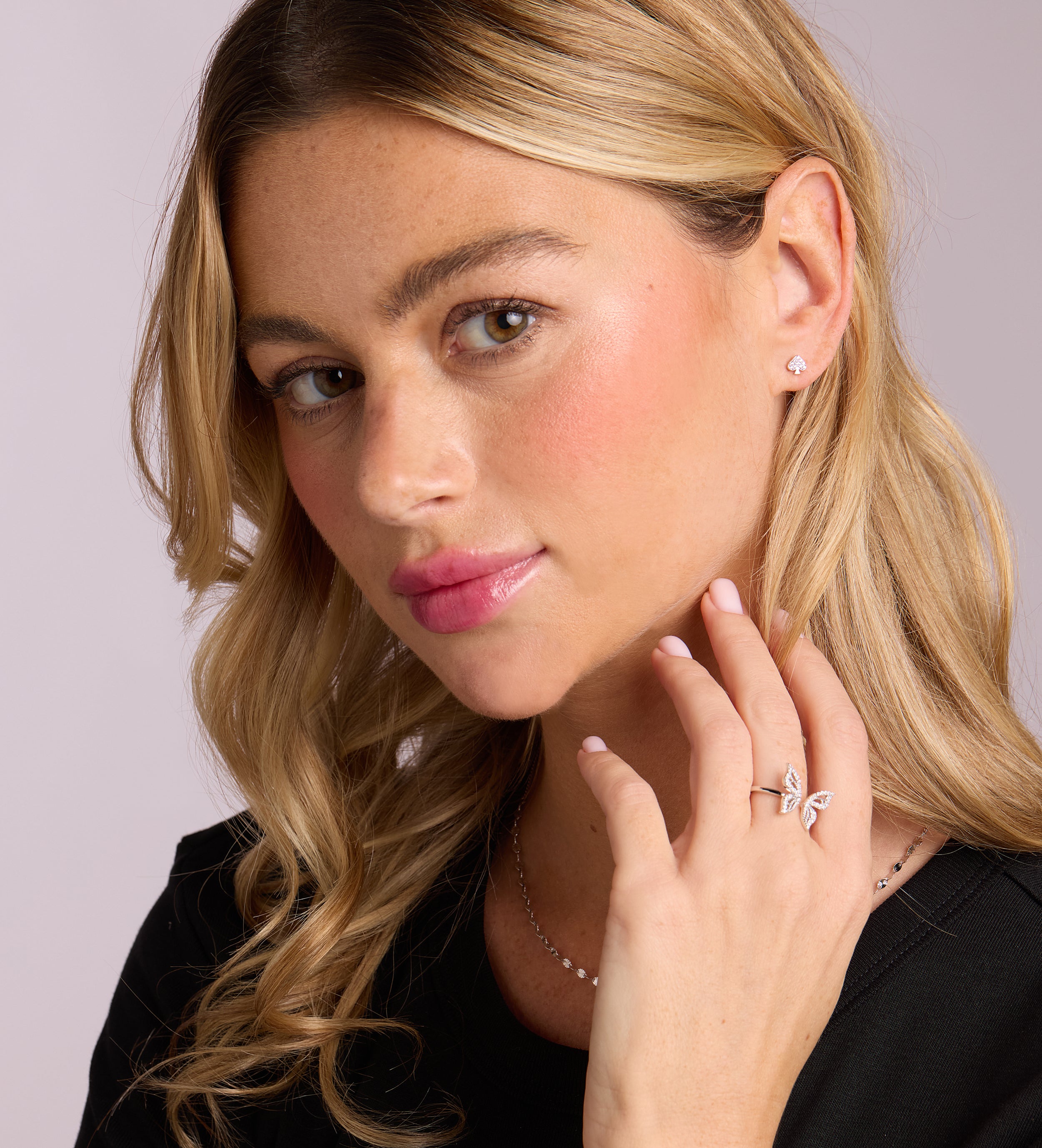 Pave Spade Earrings in Silver