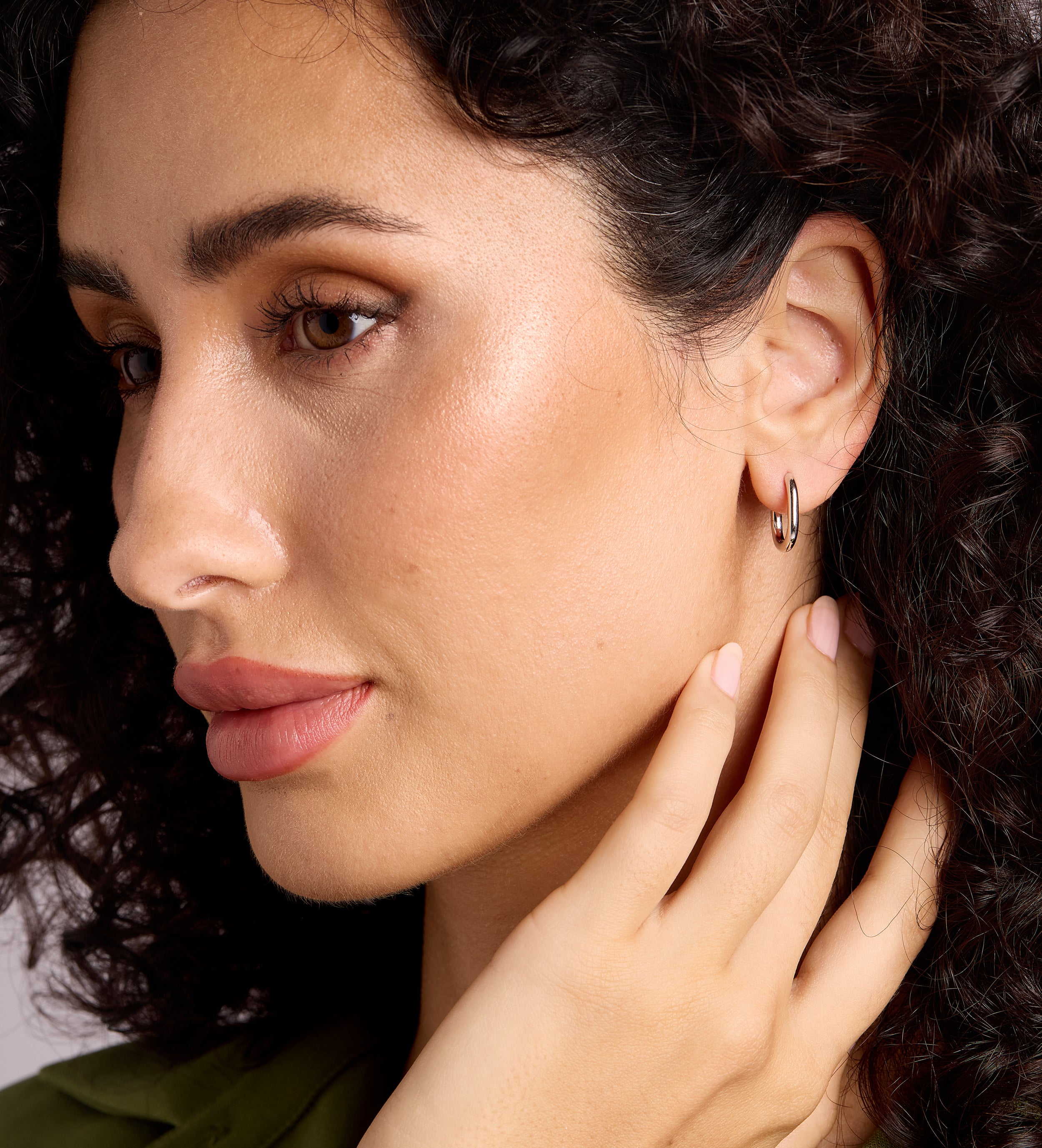 Oval Hanging Hoops in Silver