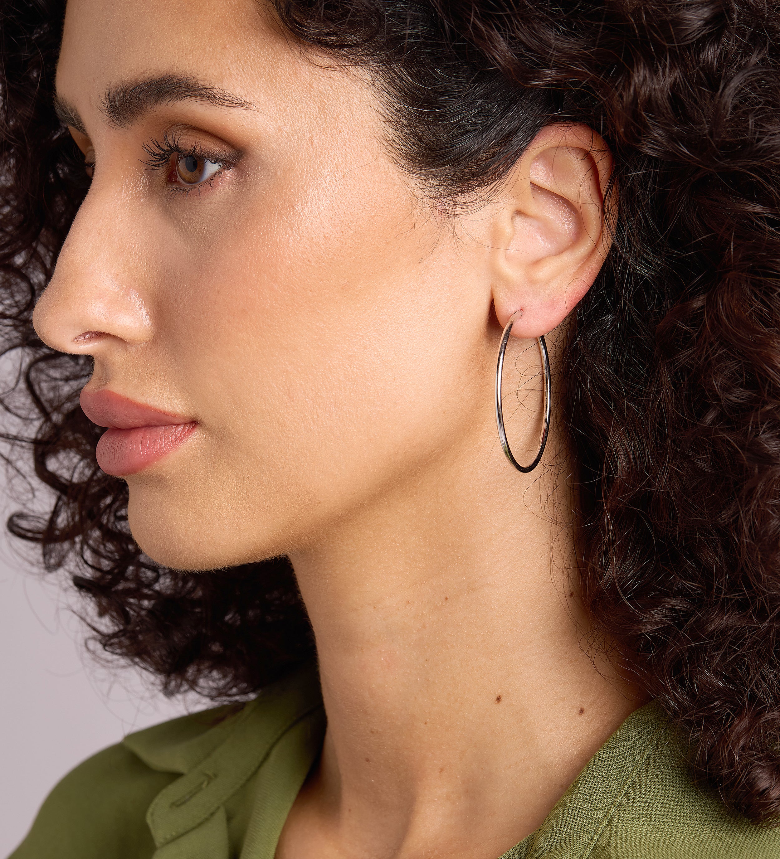 Thin Oversized Hoops in Silver