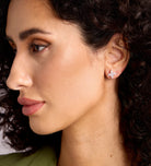 Pave Flower Studs in Silver