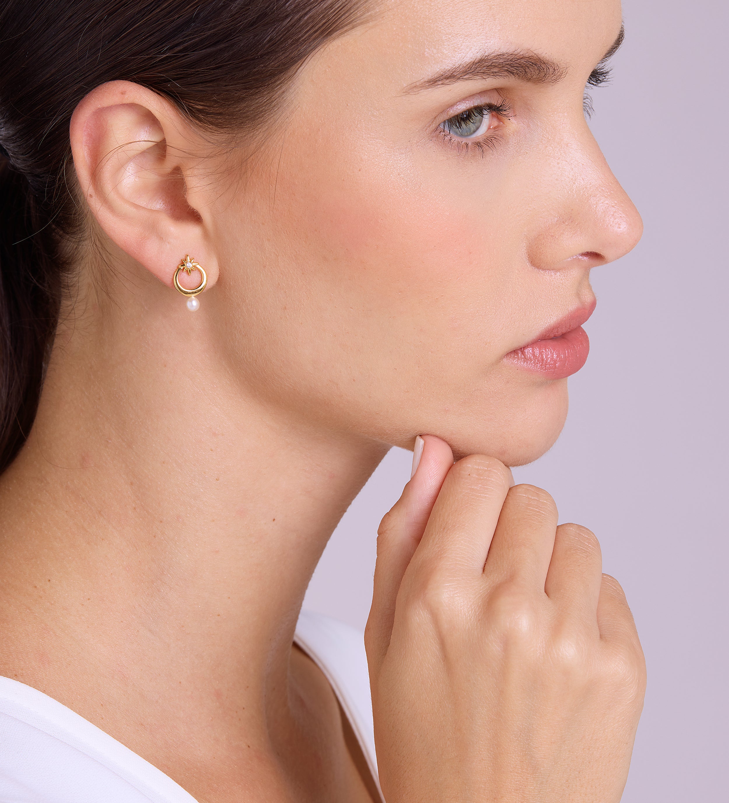 Pearl Drop Starburst Earrings in Gold