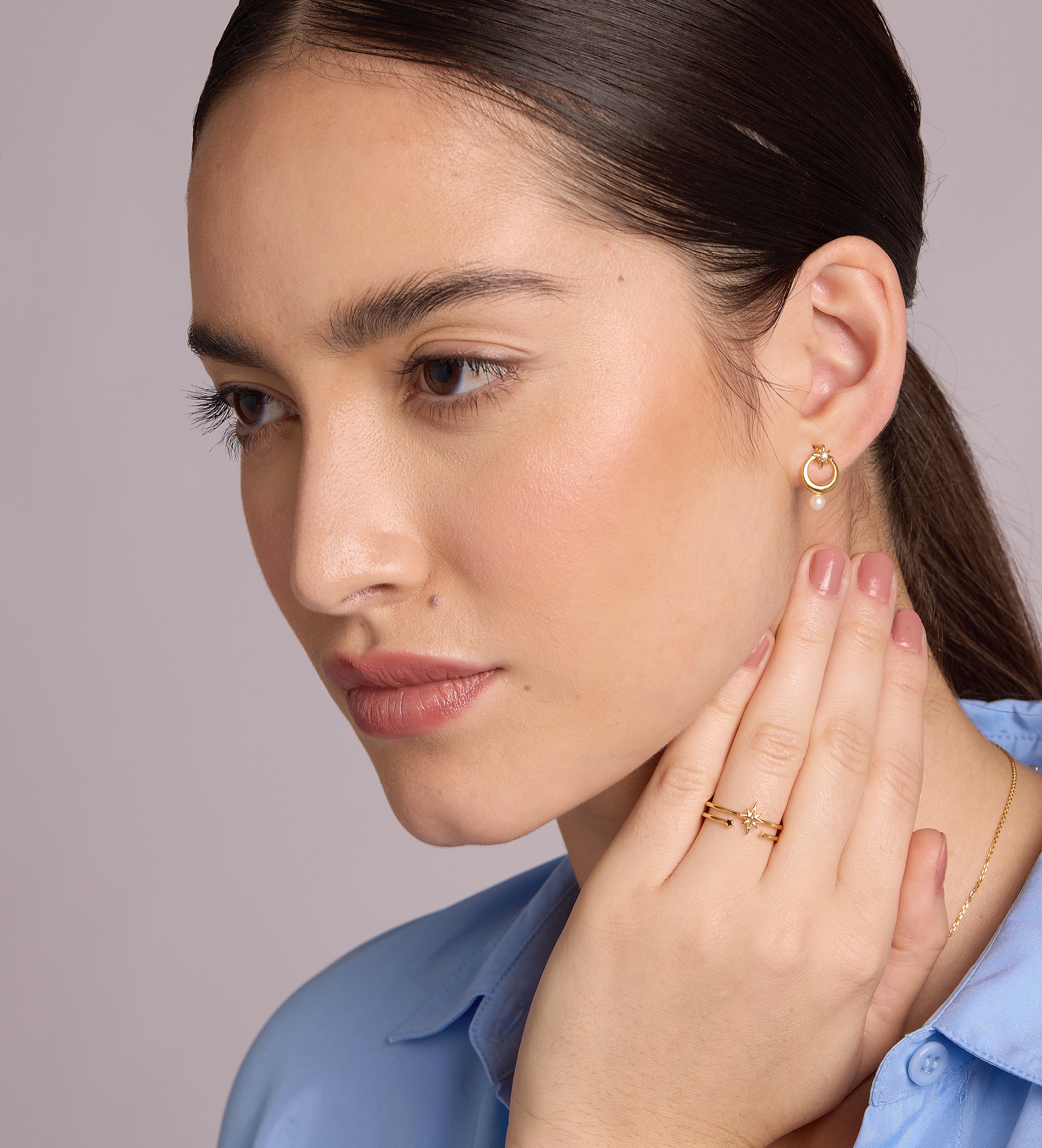 Pearl Drop Starburst Earrings in Gold