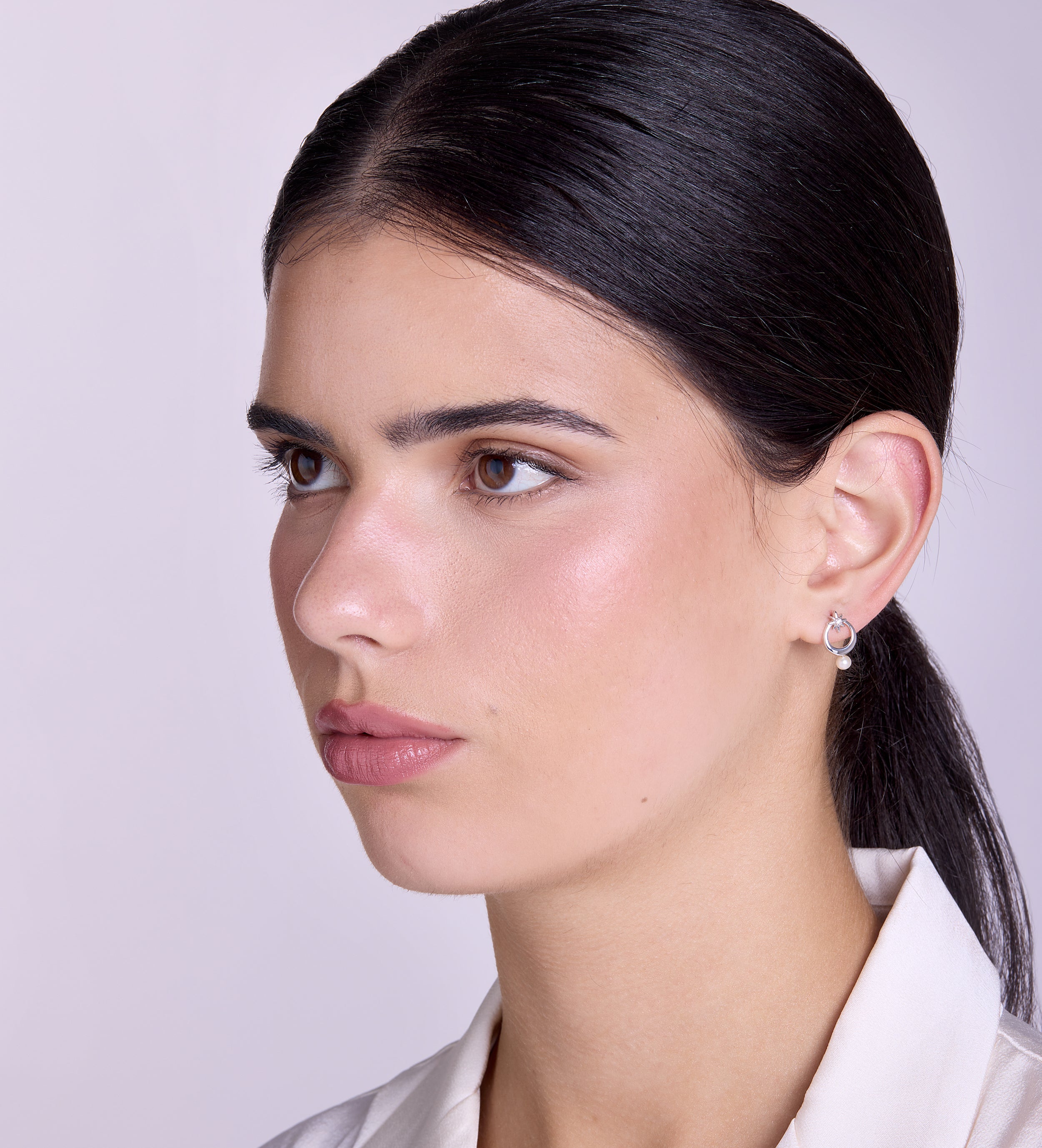 Pearl Drop Starburst Earrings in Silver