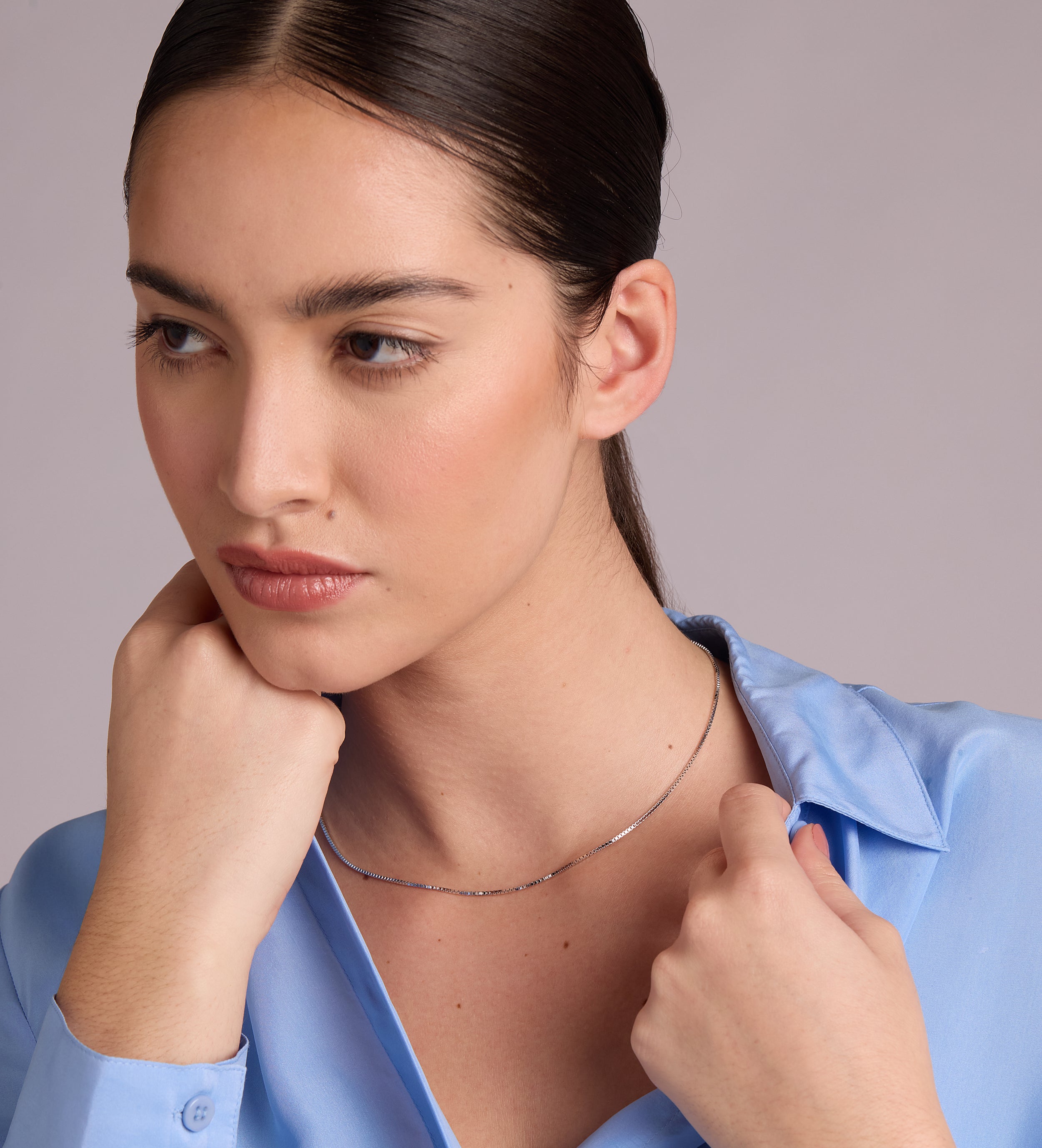 Box Chain Necklace in Silver