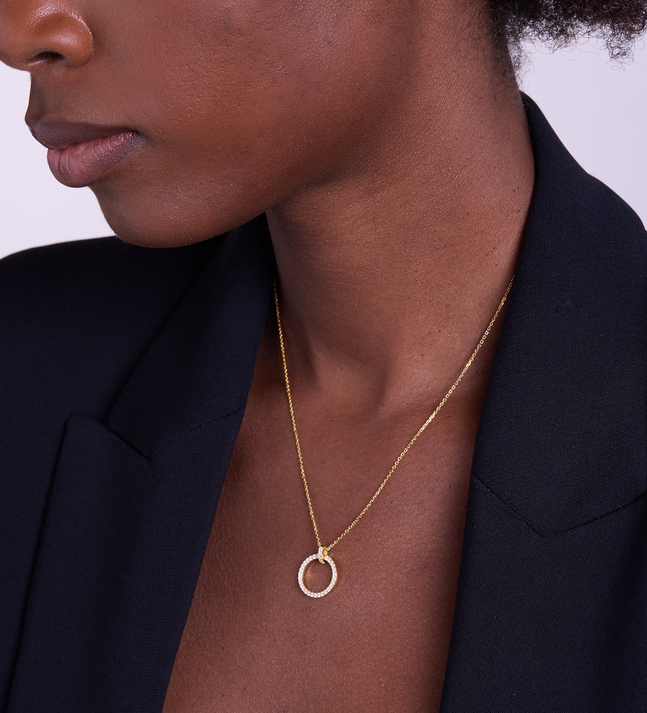 Gemstone Ring Necklace in Gold