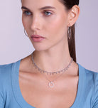 Gemstone Ring Necklace in Silver