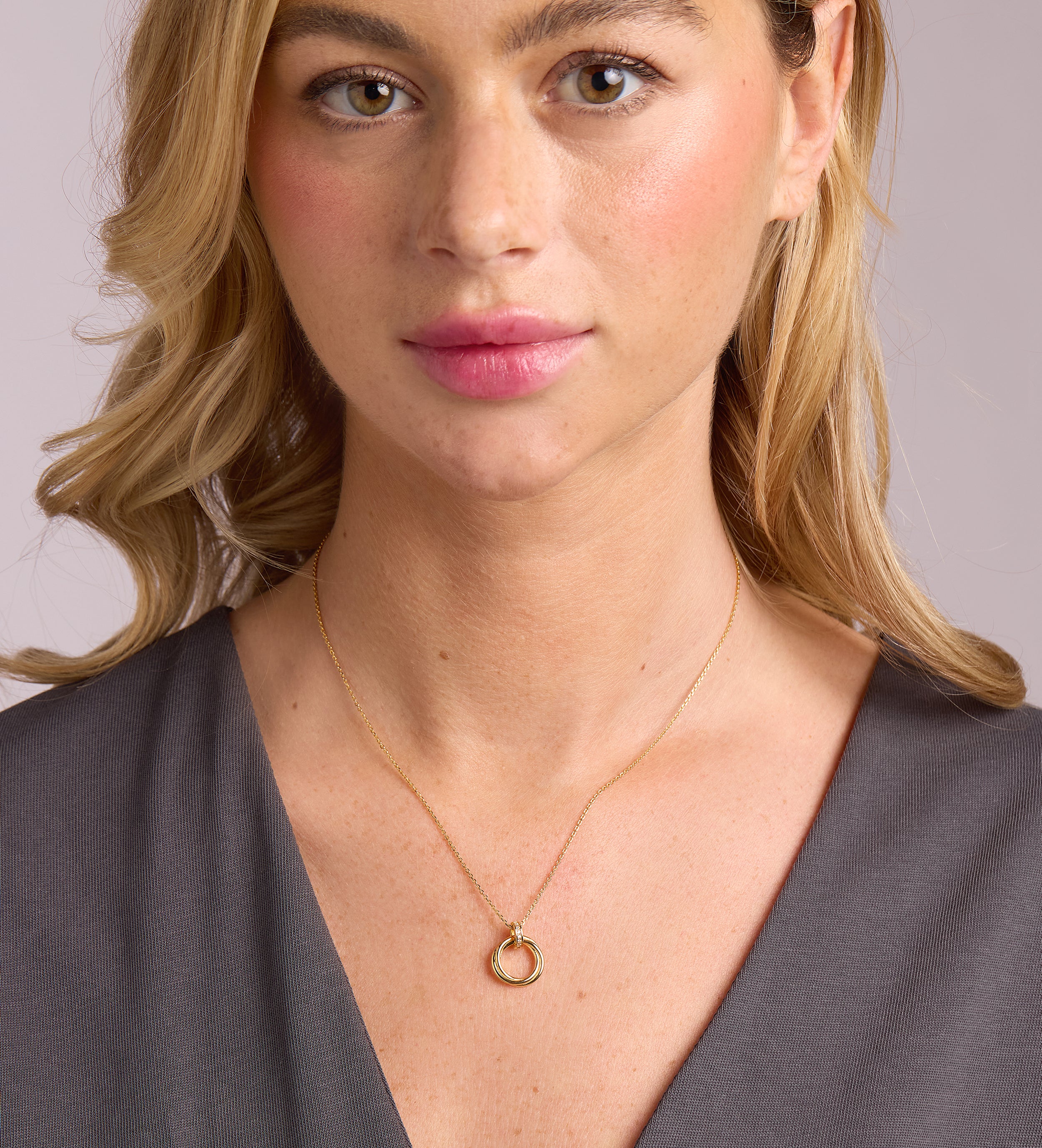 Triple Ring Necklace in Gold