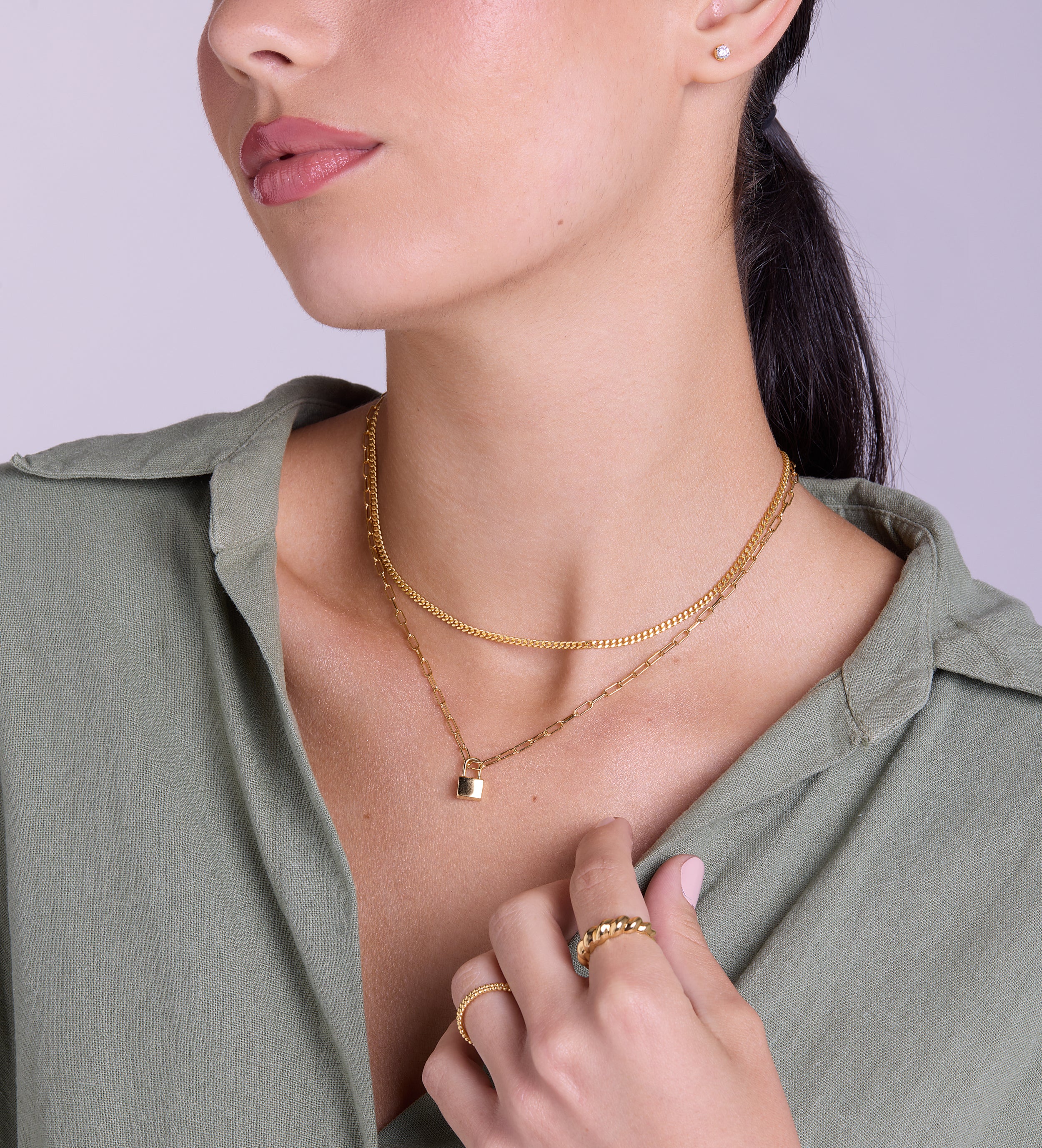 Lock Necklace in Gold