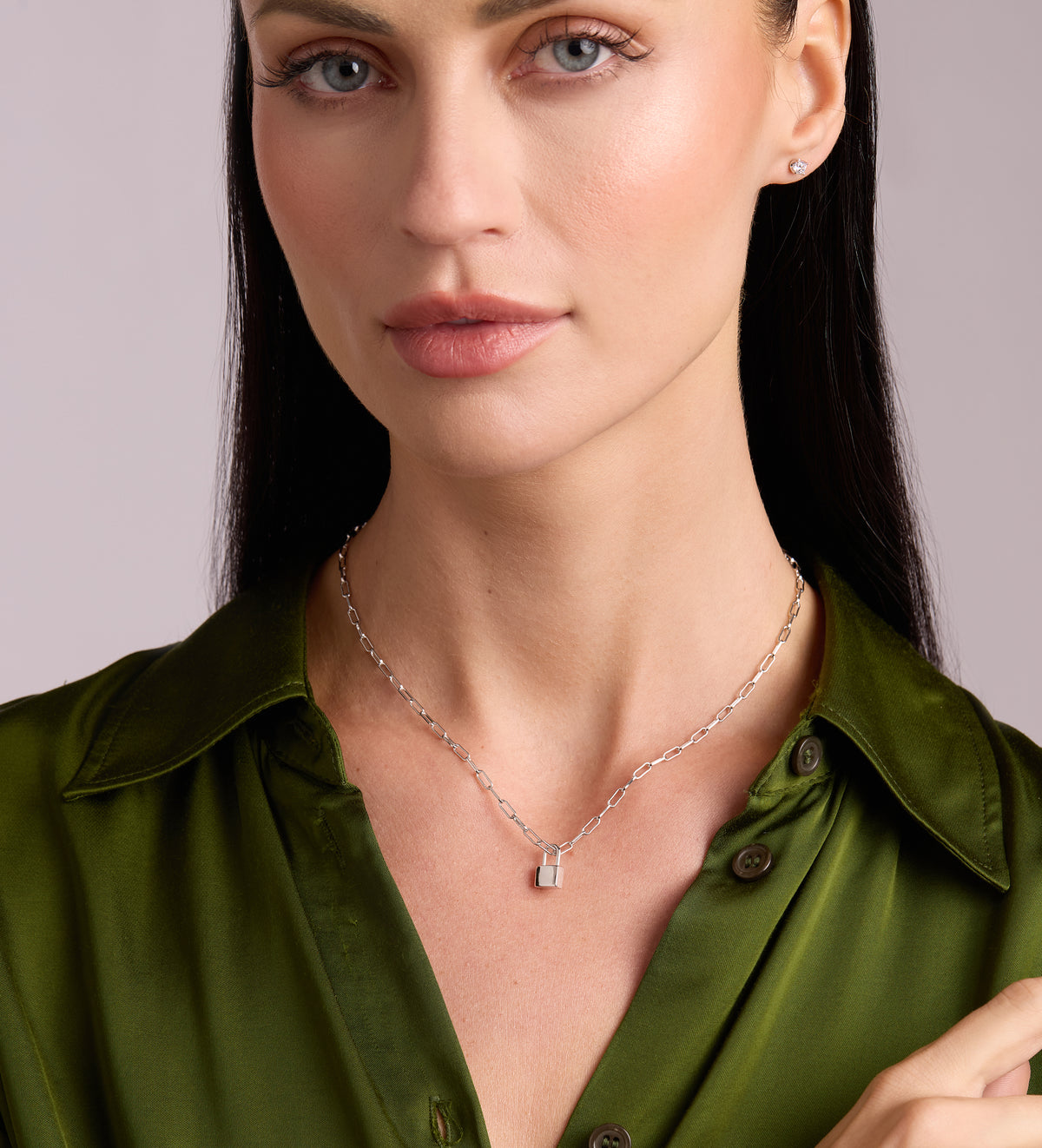 Lock Necklace in Rhodium Plating on 925 Silver - Ash & Harry
