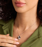 Origami Heart Clover Necklace in Silver