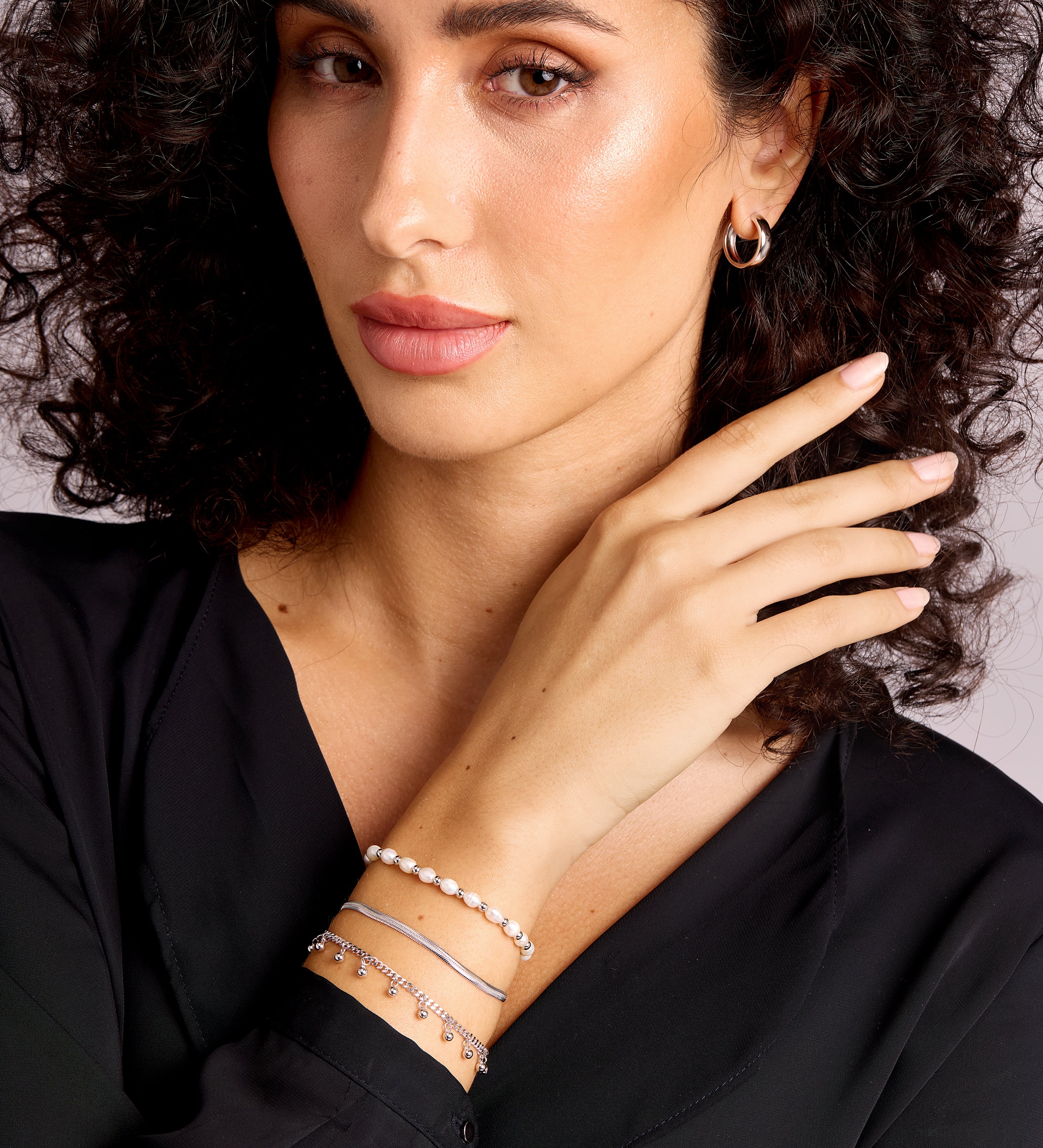 Pearl Beaded Bracelet in Silver