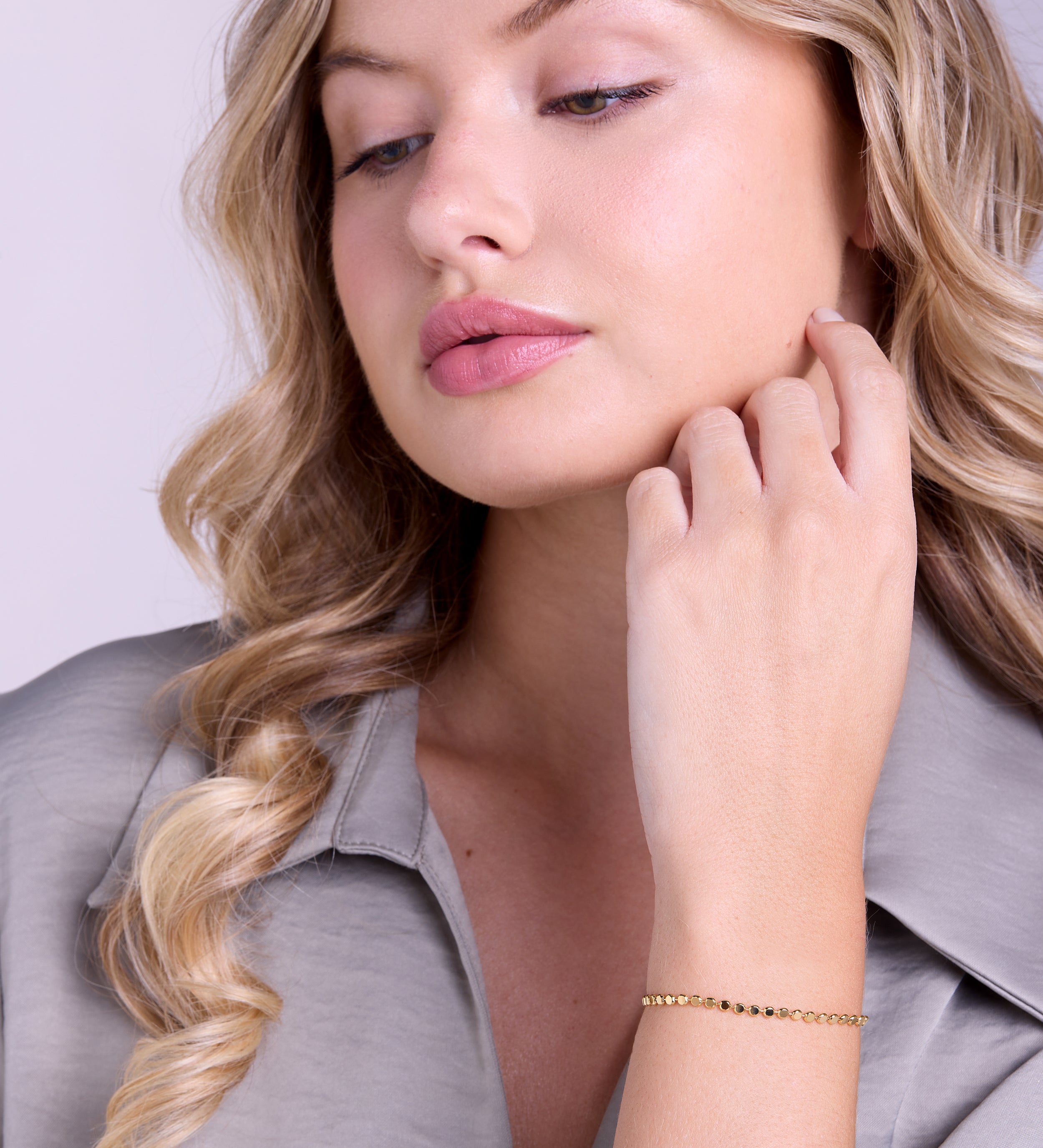 Flat Beaded Bracelet in Gold