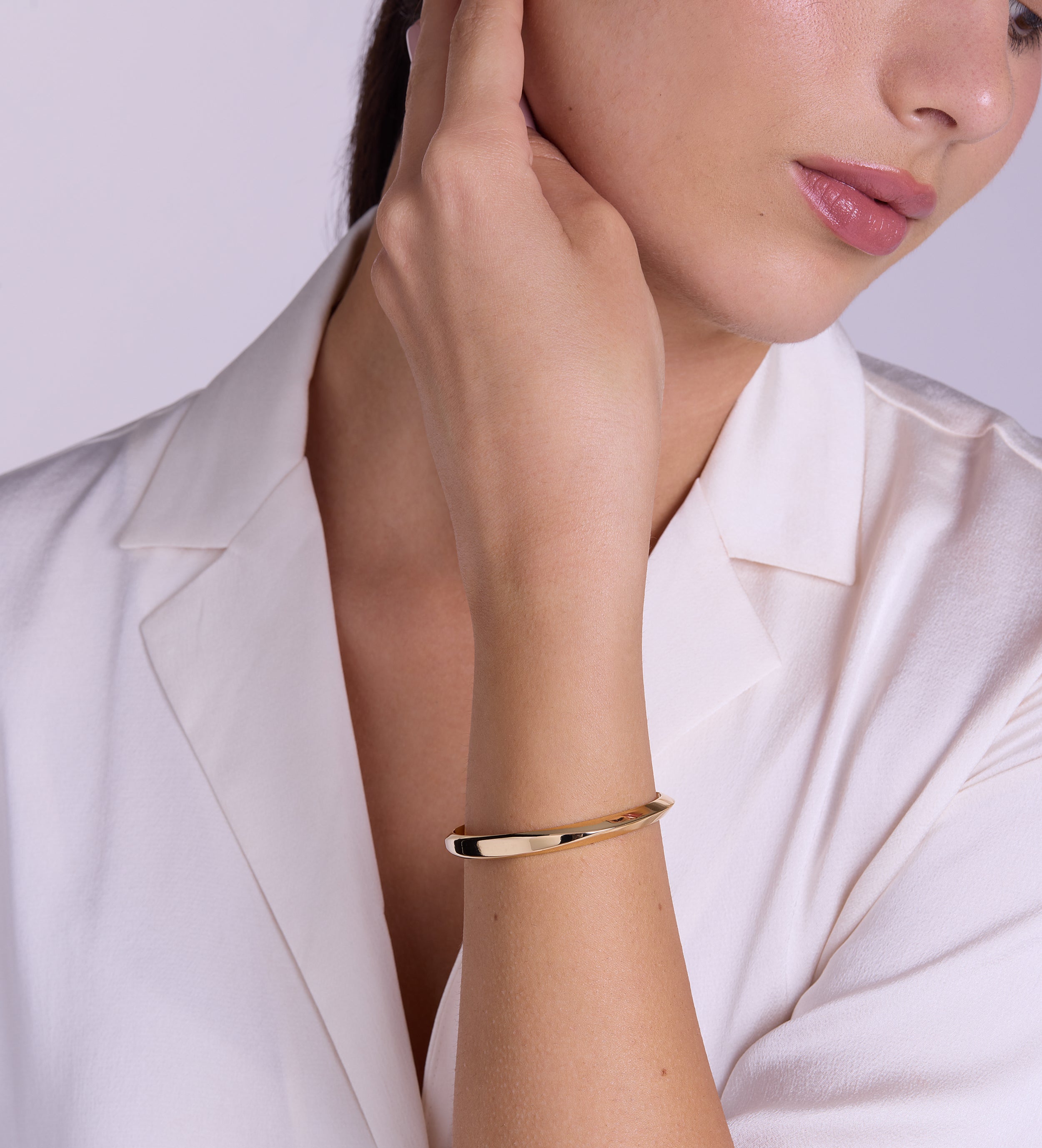 Classic Ridged Cuff Bracelet in Gold