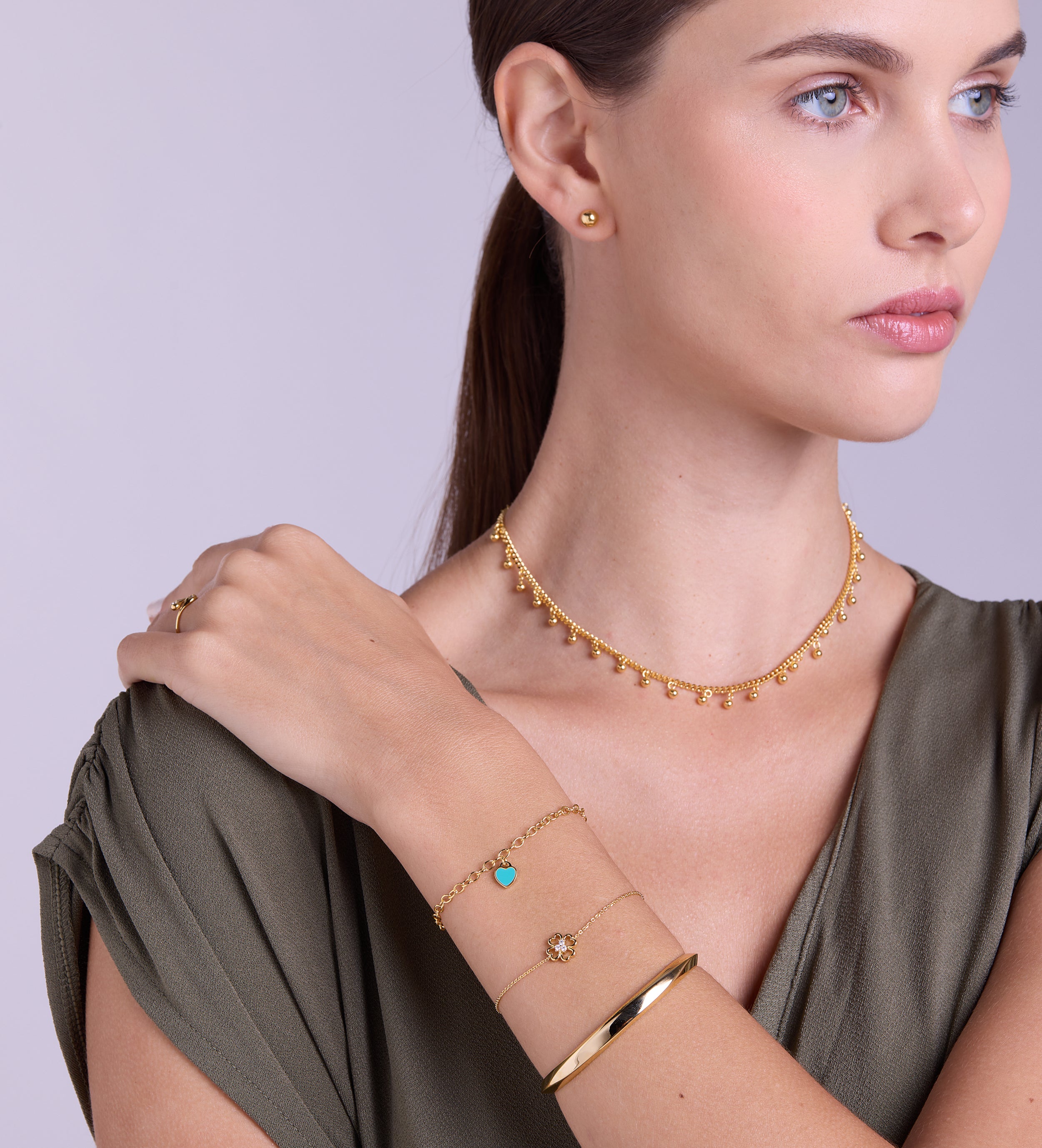 Classic Ridged Cuff Bracelet in Gold
