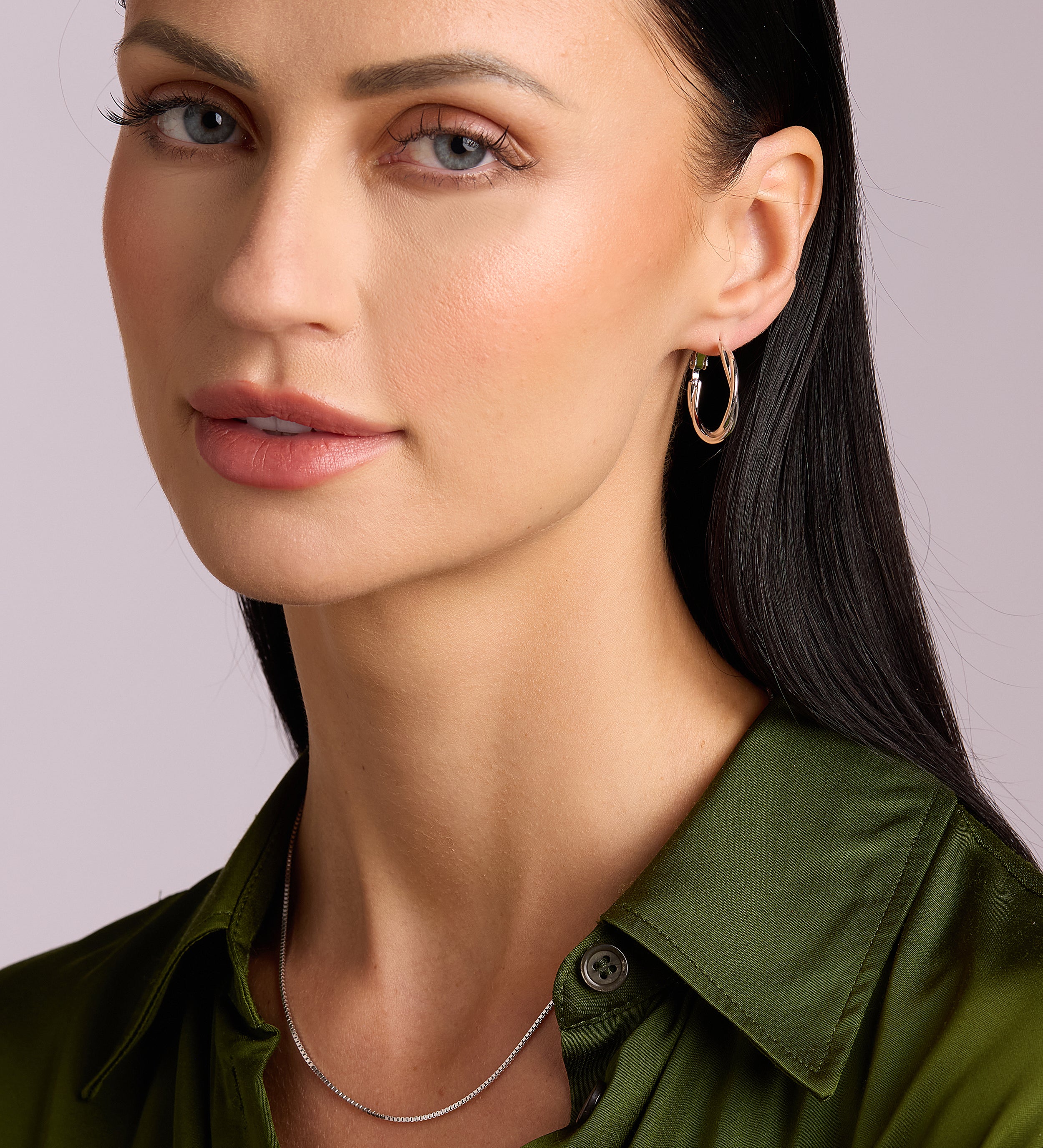 Twisted Hoop Earrings in Silver