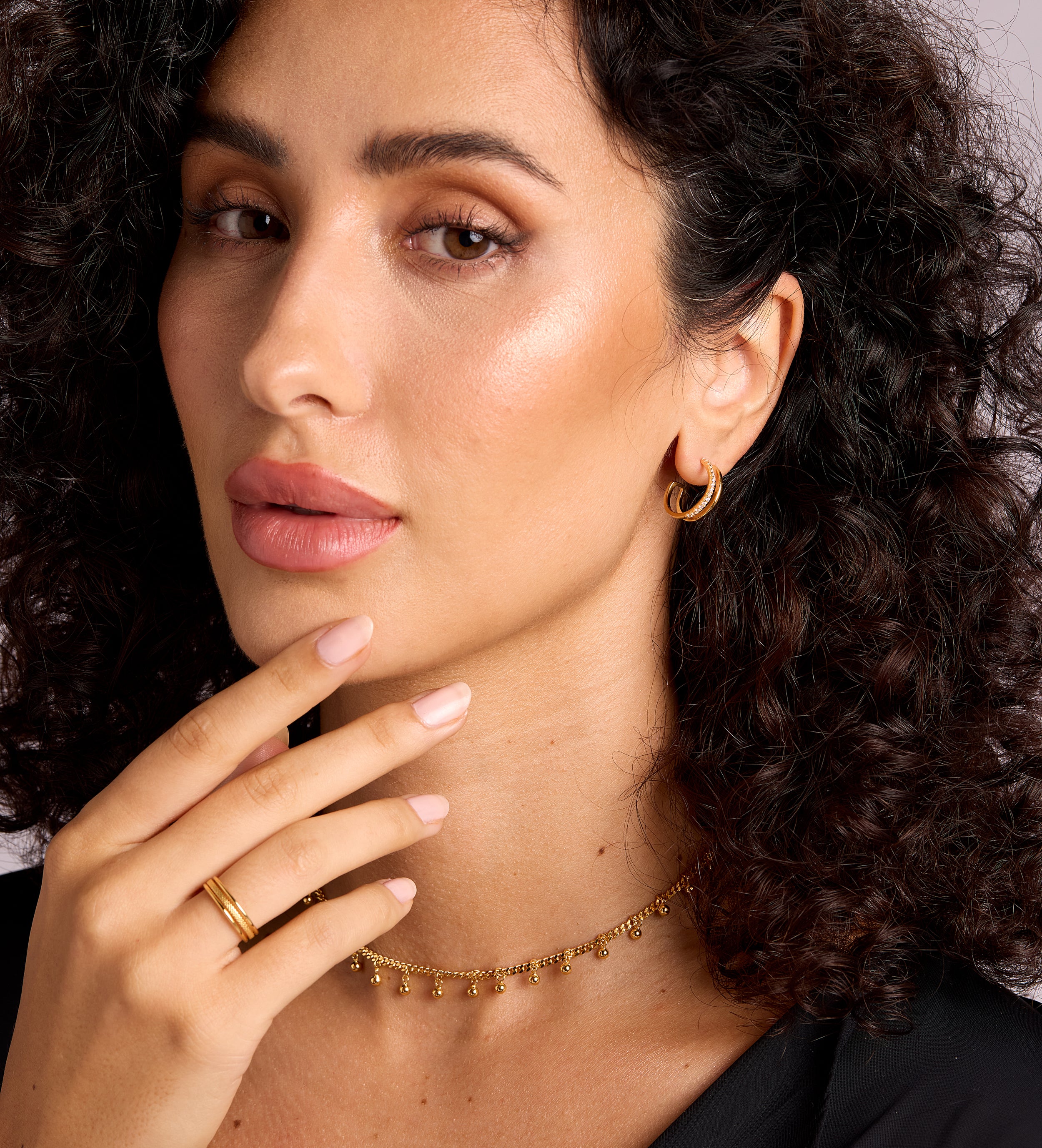 Double Huggie Earrings in Gold