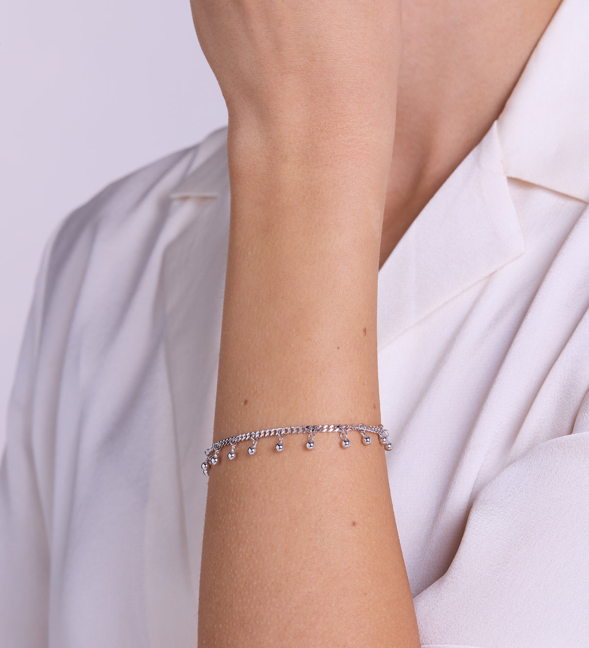 Dangling Dotted Bracelet in Rhodium Plating on 925 Silver - Ash & Harry