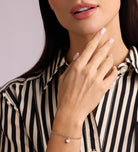 Pink Heart Chain Bracelet in Silver