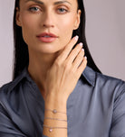 Pink Heart Chain Bracelet in Silver