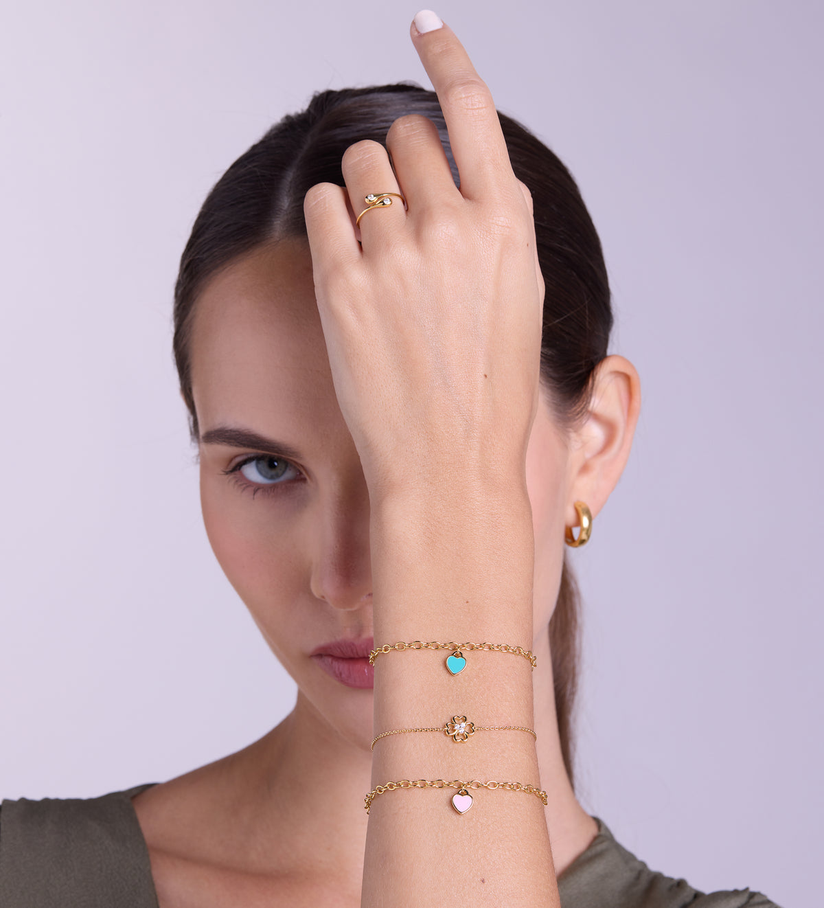 Turquoise Heart Chain Bracelet in 18k Gold Plating on 925 Silver - Ash & Harry