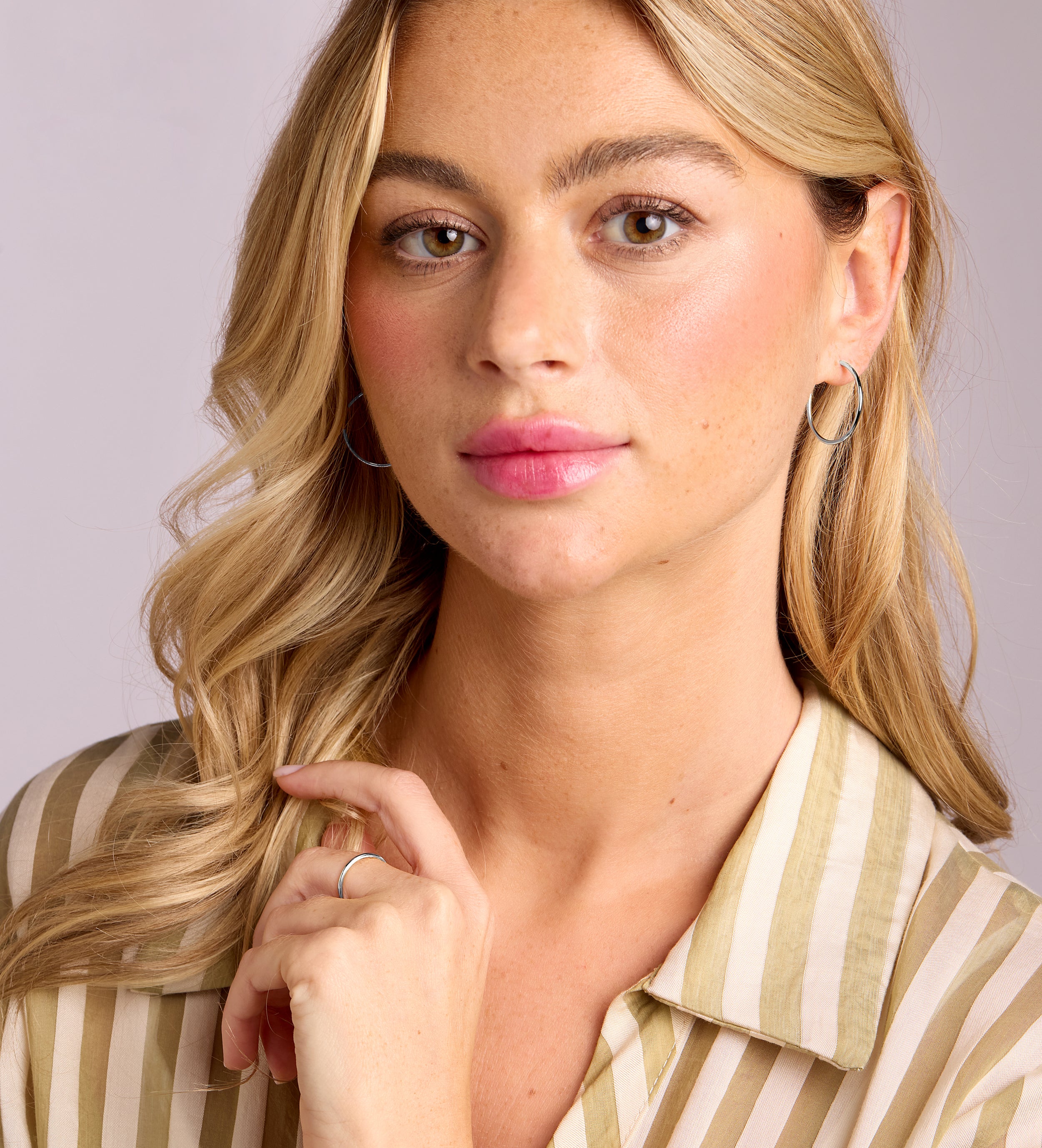 Thin Large Hoops in Silver