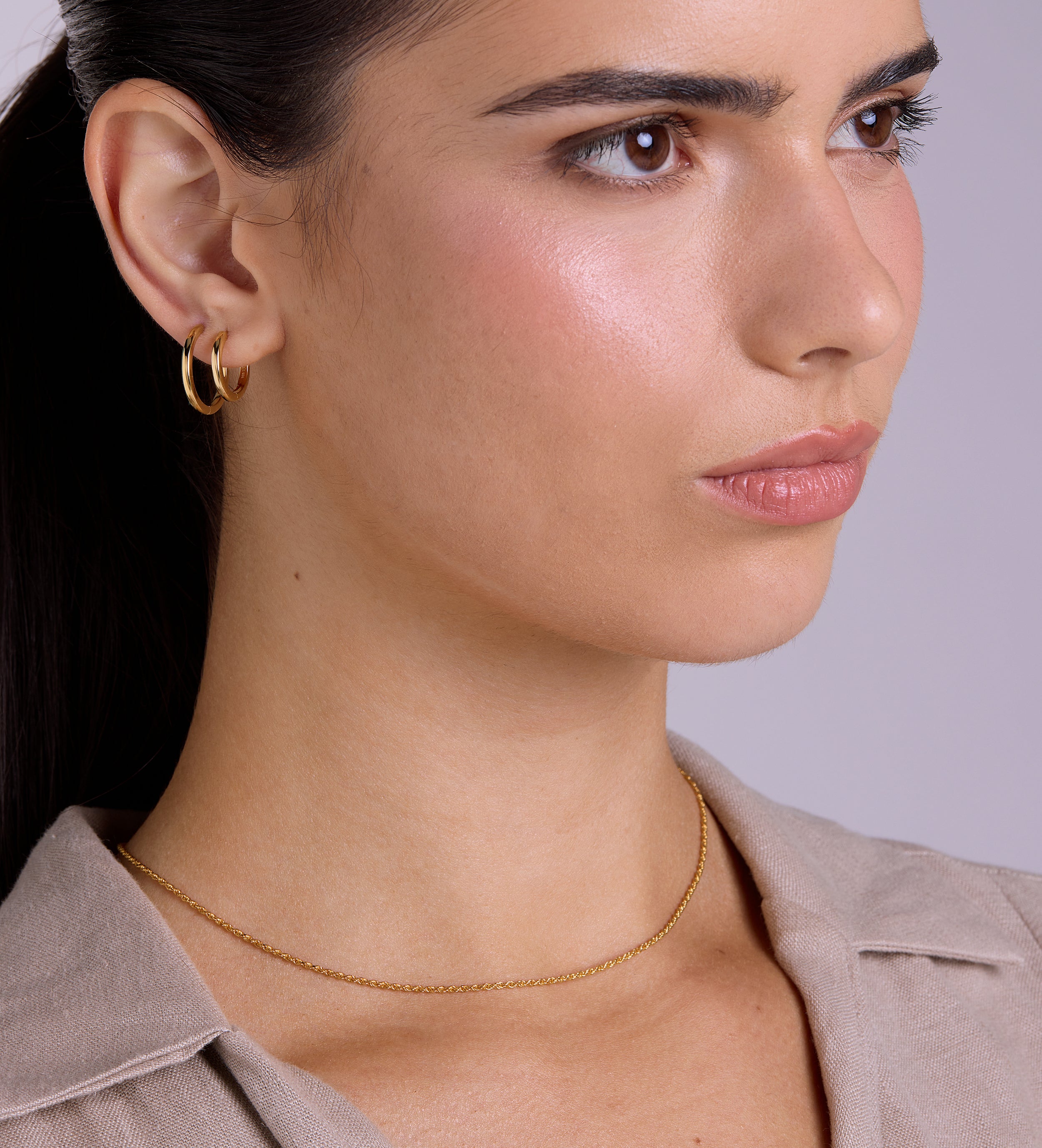 Classic Medium Hoops in Gold