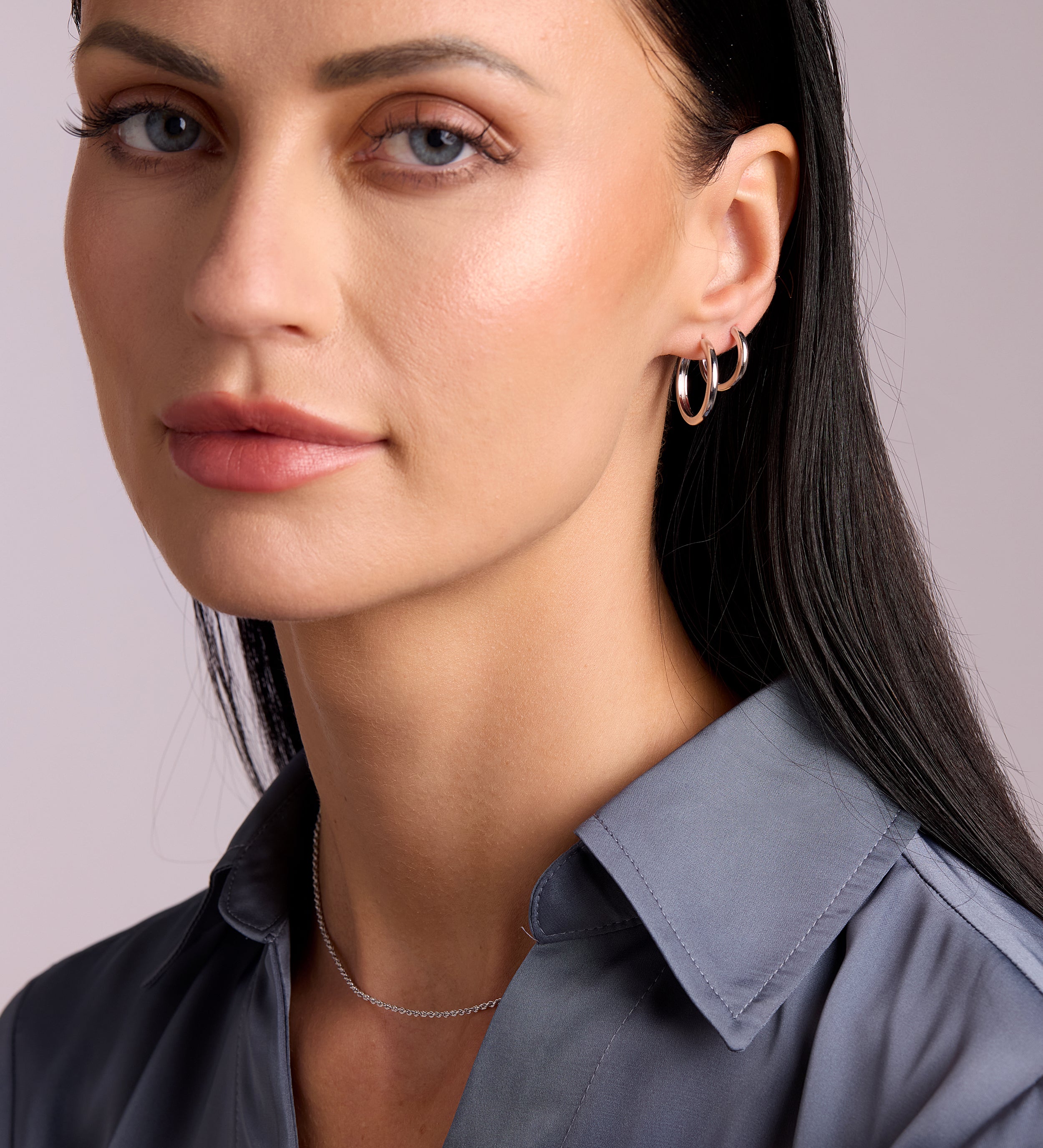 Classic Medium Hoops in Silver