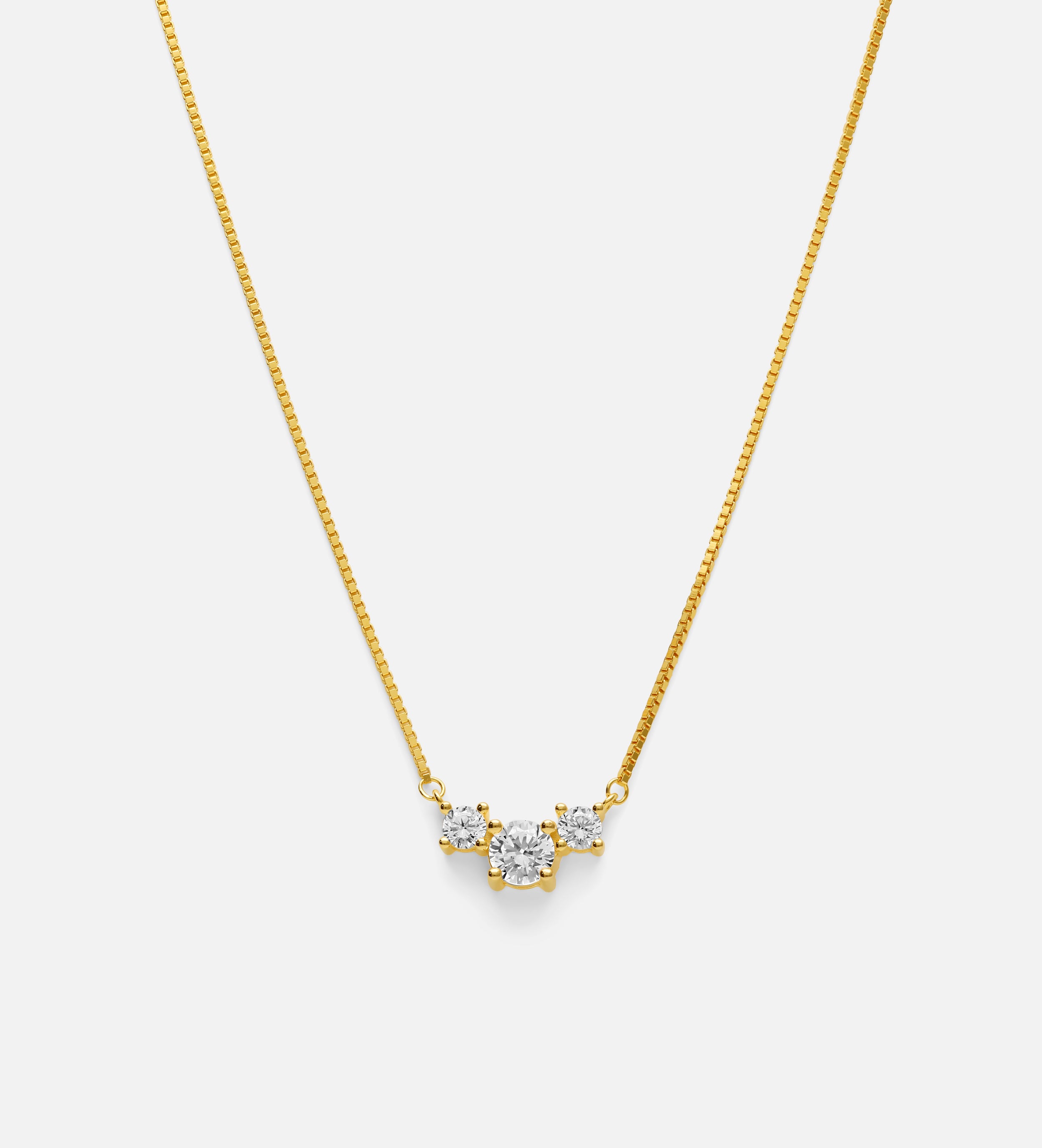 Triple Stone Pendant Necklace in Gold