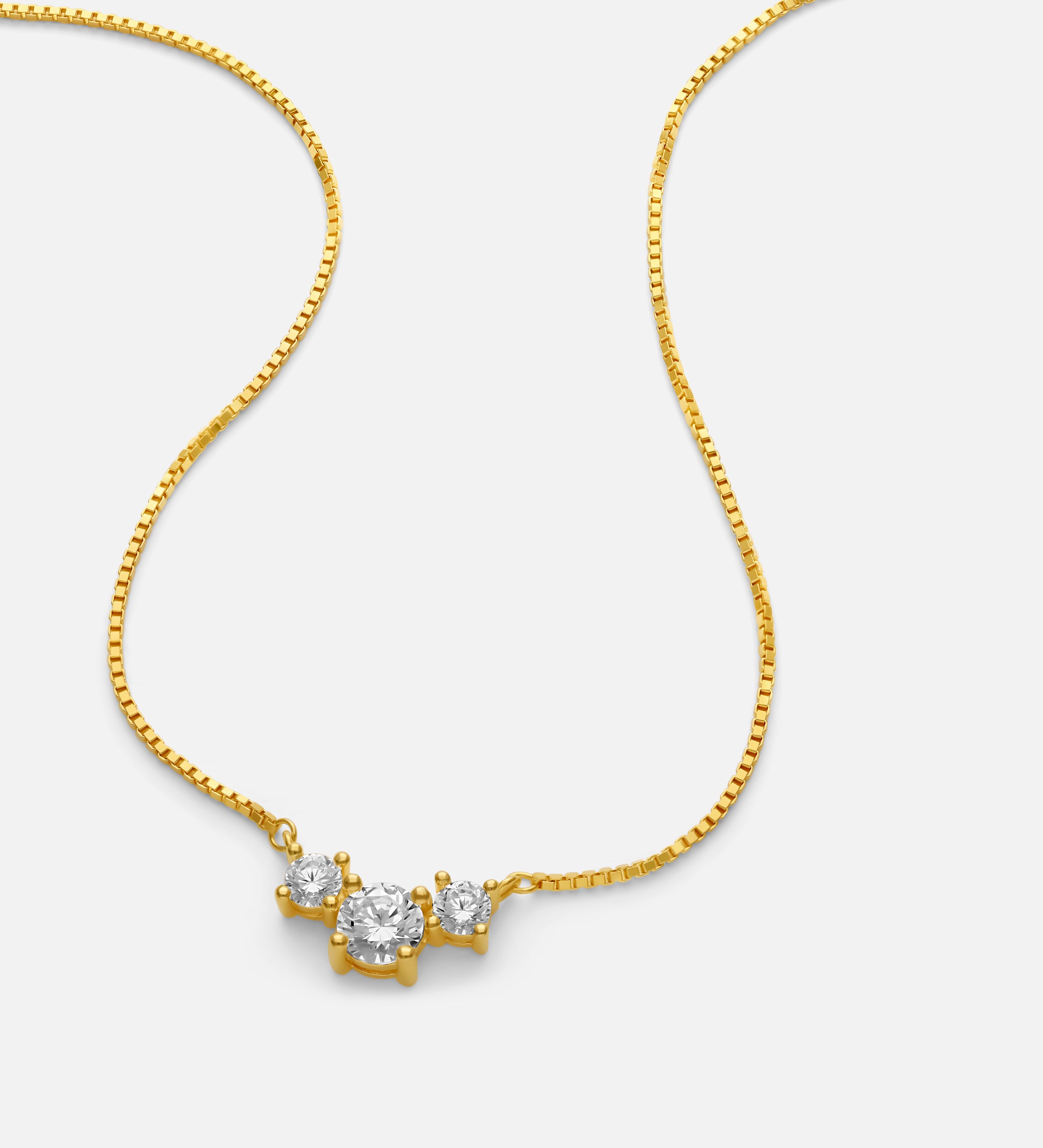 Triple Stone Pendant Necklace in Gold