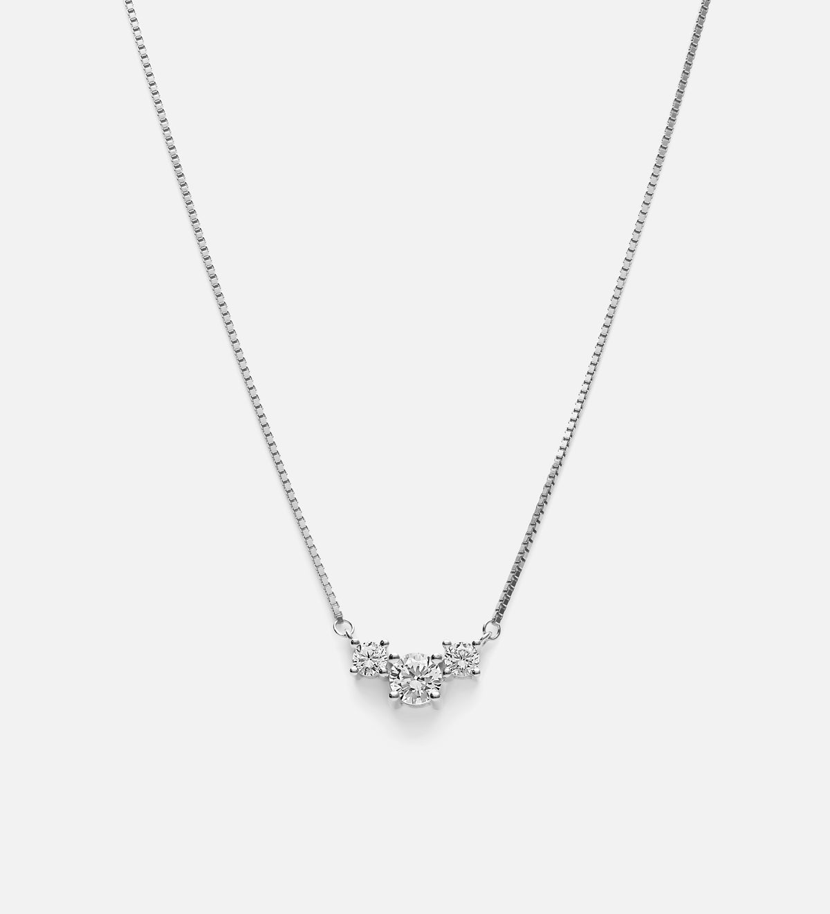 Triple Stone Pendant Necklace in Rhodium Plating on 925 Silver - Ash & Harry