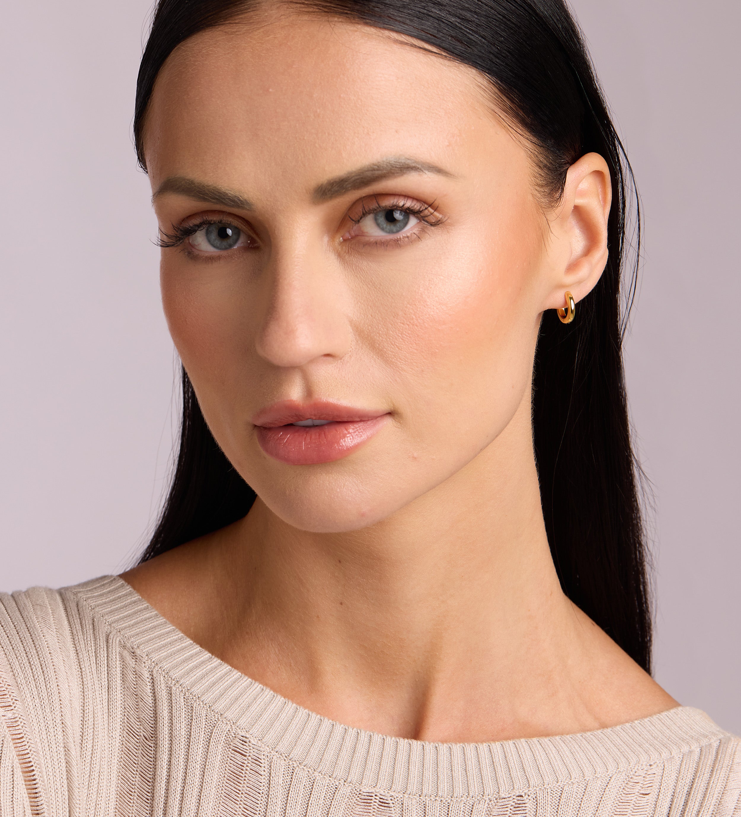 Tube Huggie Hoops in Gold