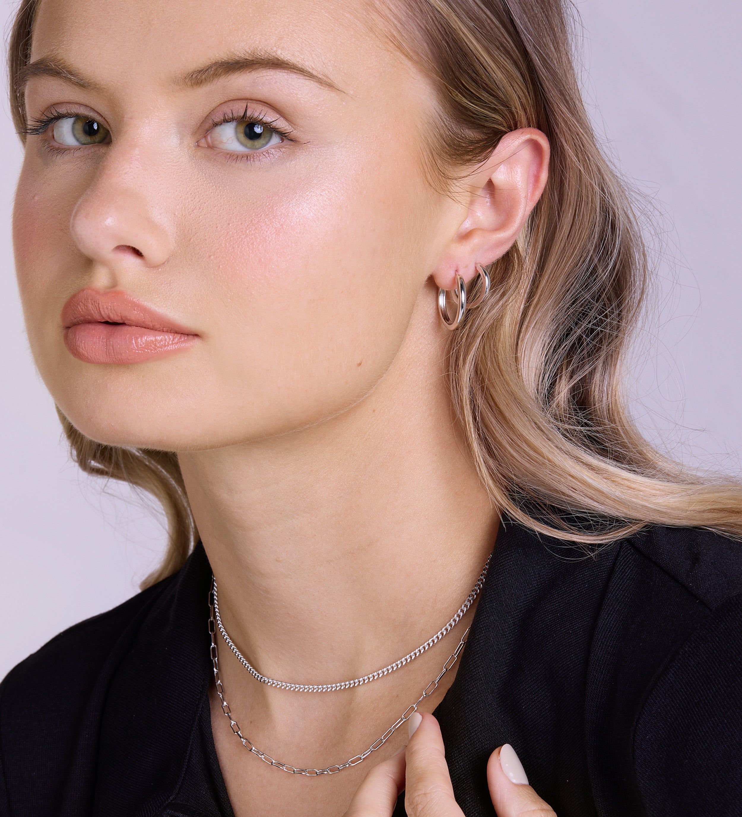 Tube Large Hoops in Silver