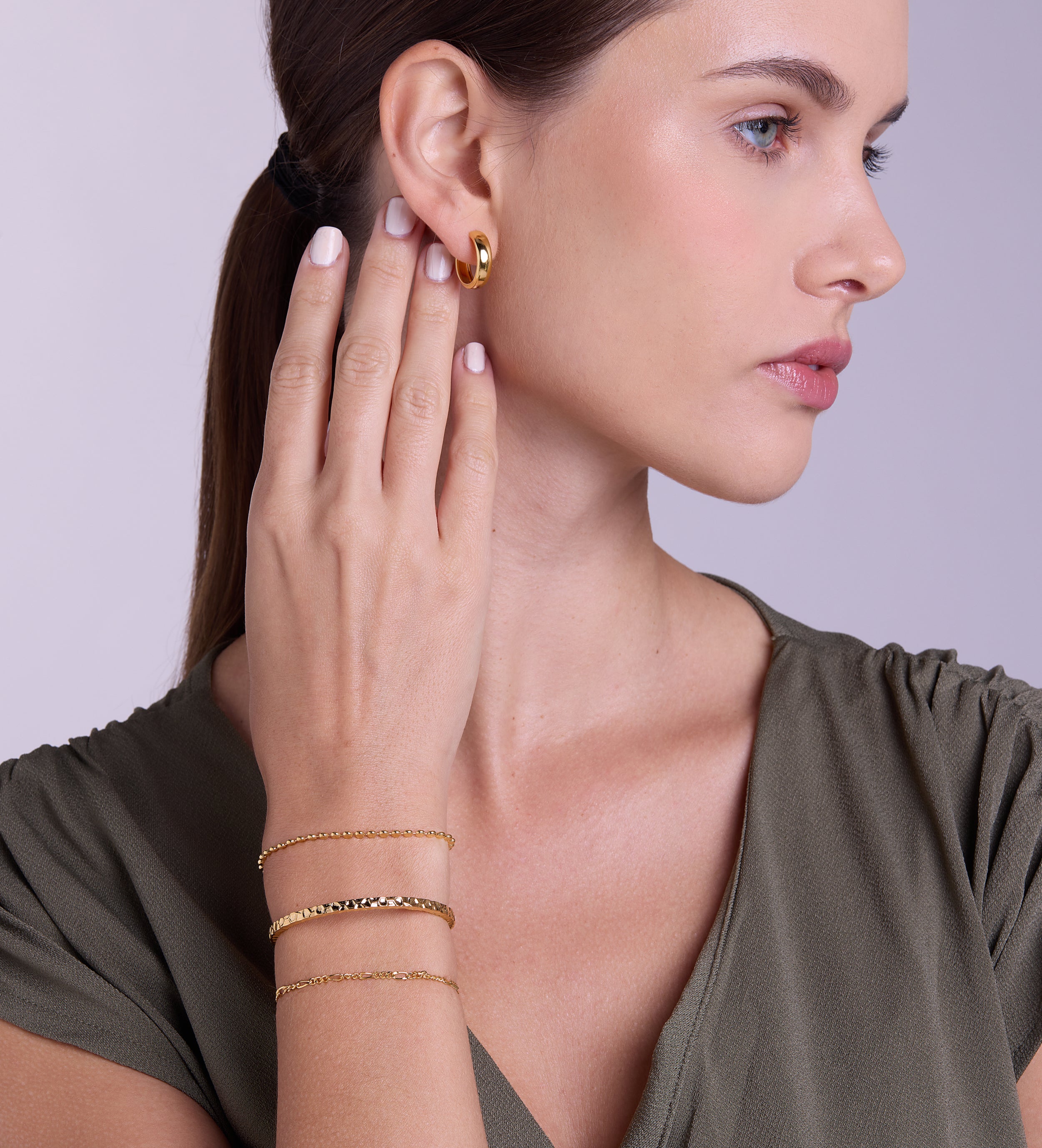 Artisan Hammered Cuff Bracelet in Gold