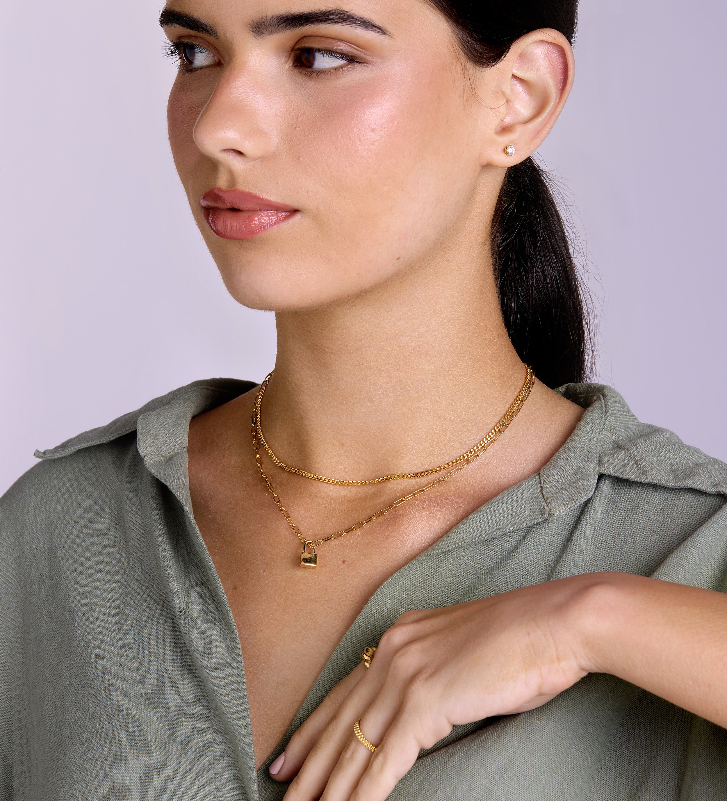 Curb Chain Necklace in Gold