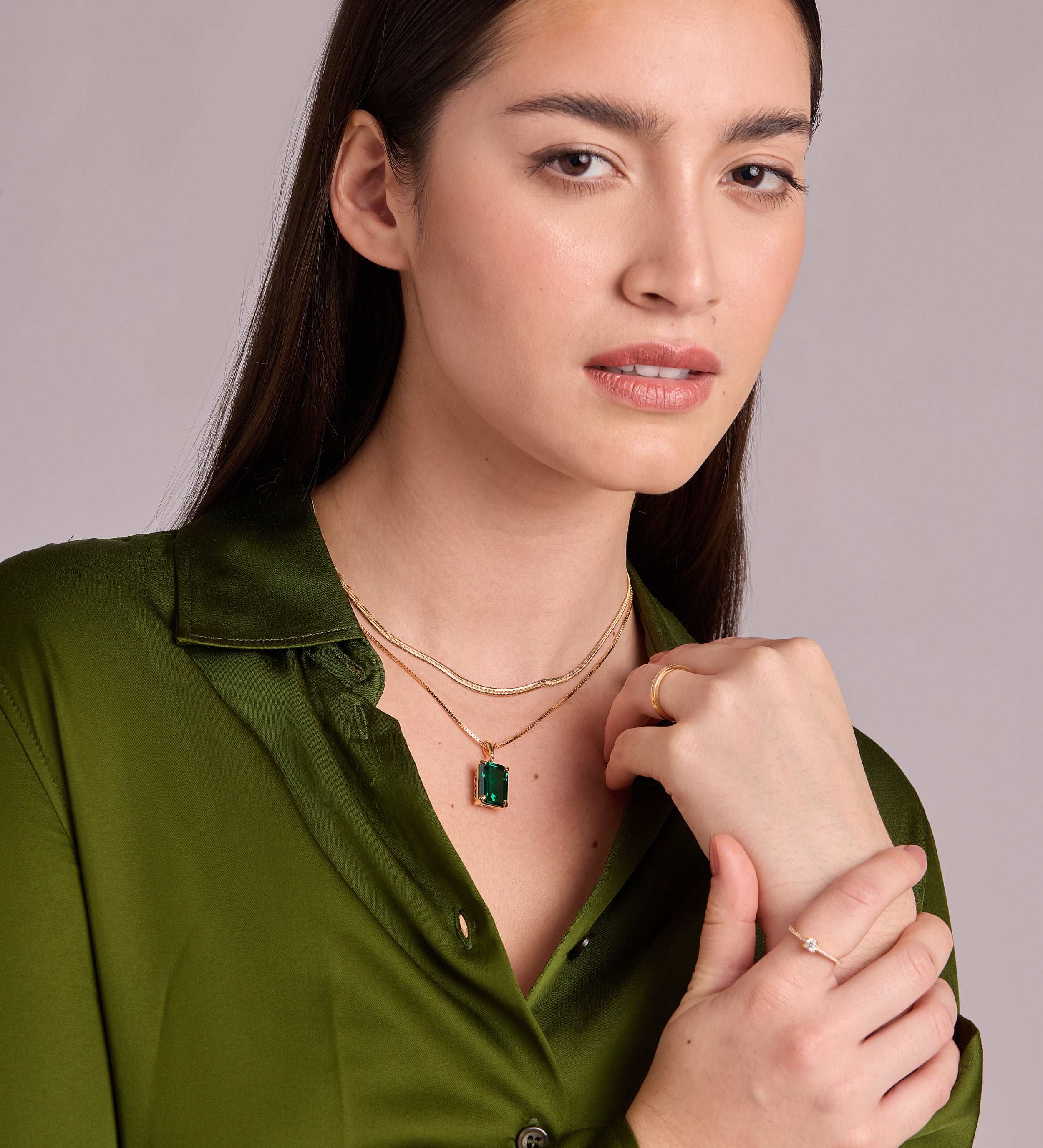 Emerald Cut Pendant Necklace in Gold