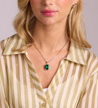 Emerald Cut Pendant Necklace in Silver