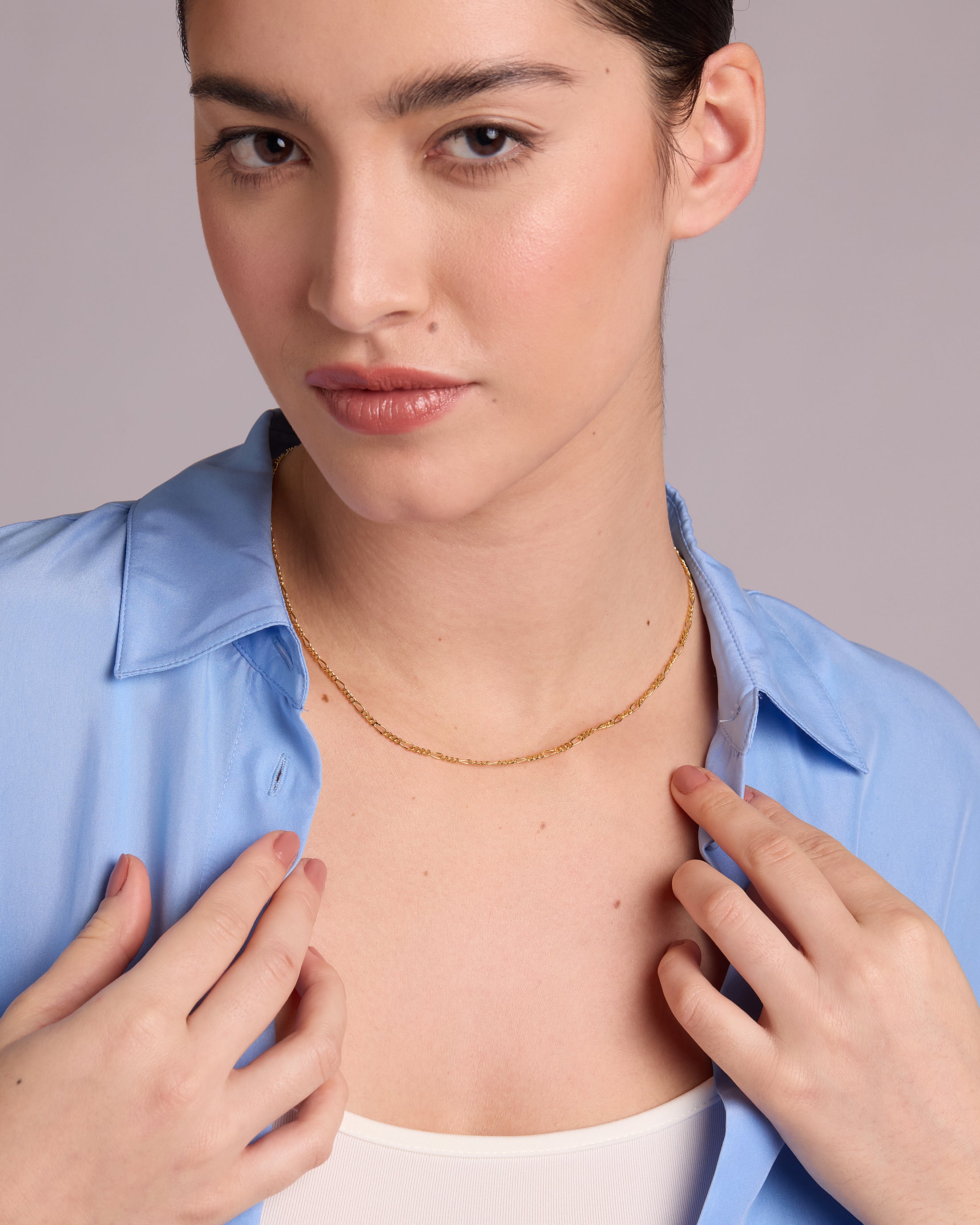 Figaro Chain Necklace in Gold