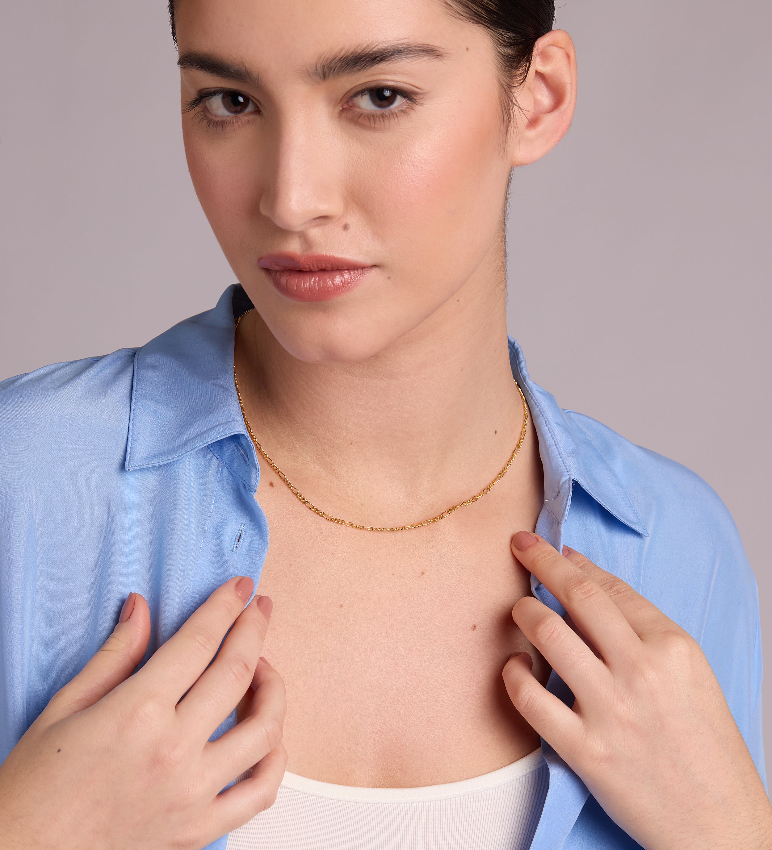 Figaro Chain Necklace in Gold