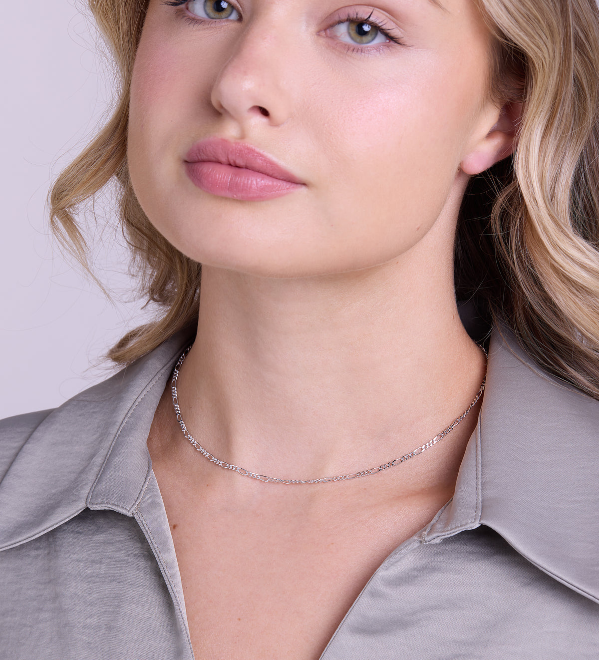 Figaro Chain Necklace in Rhodium Plating on 925 Silver - Ash & Harry