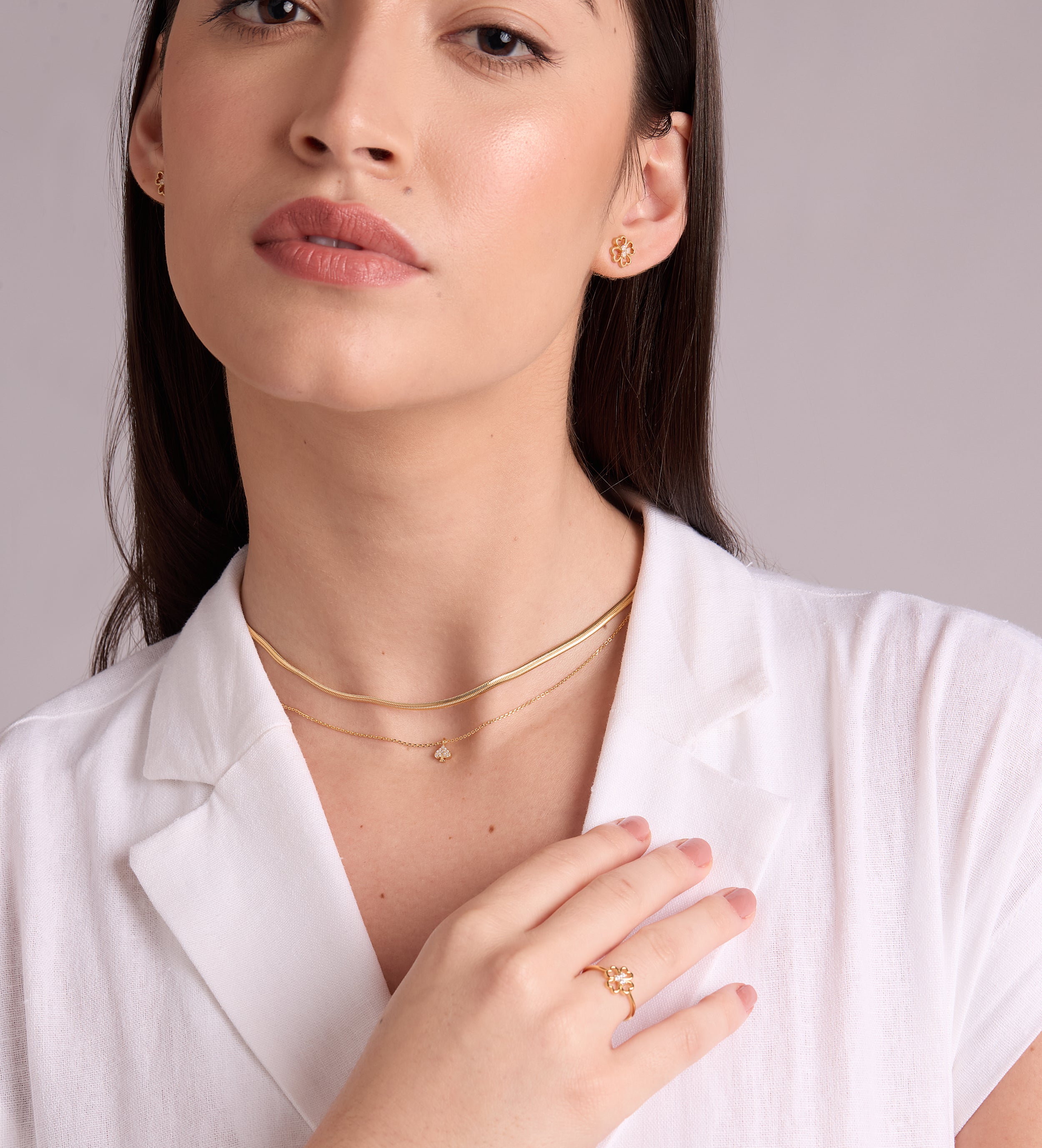 Herringbone Necklace in Gold