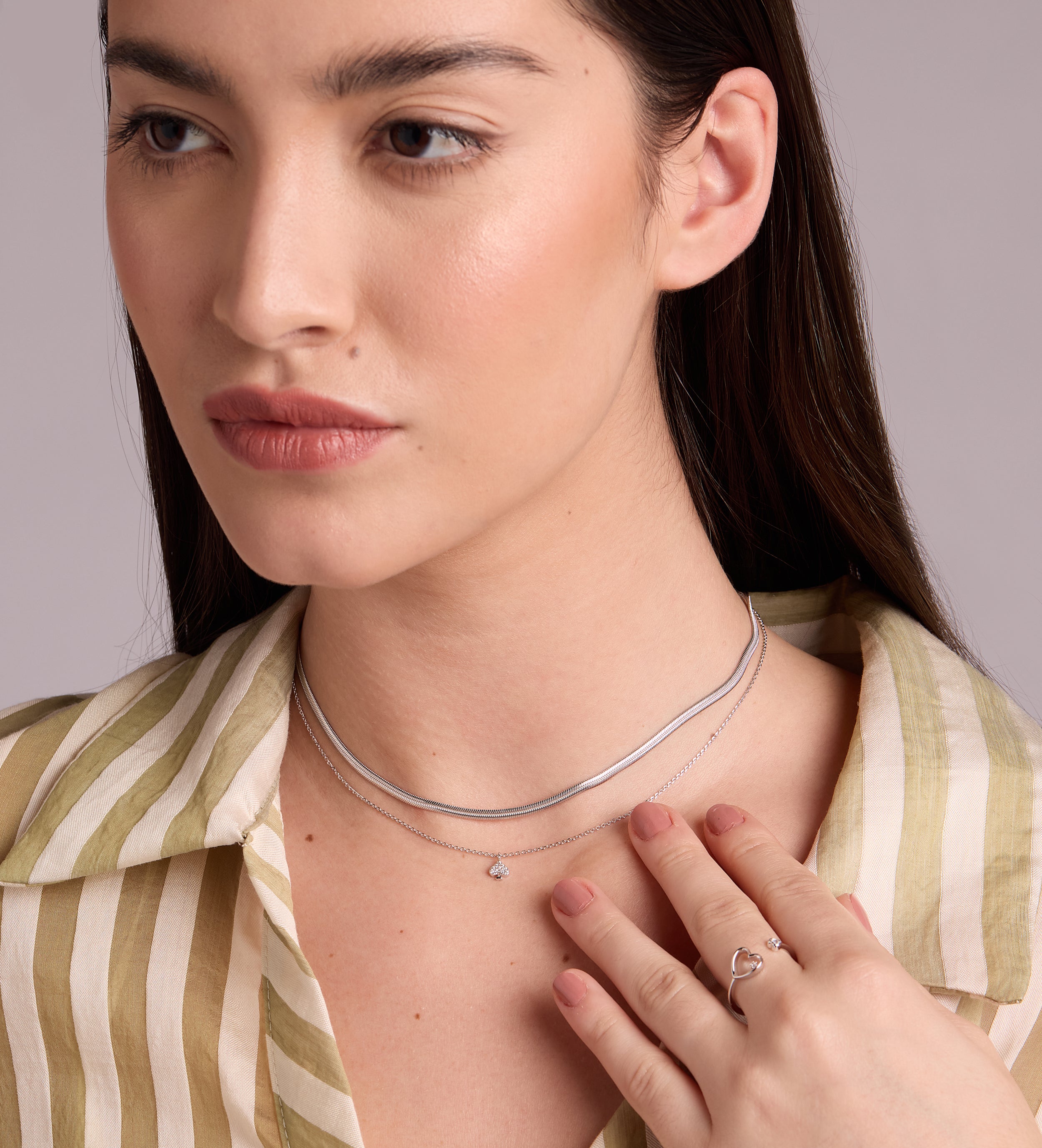 Herringbone Necklace in Silver