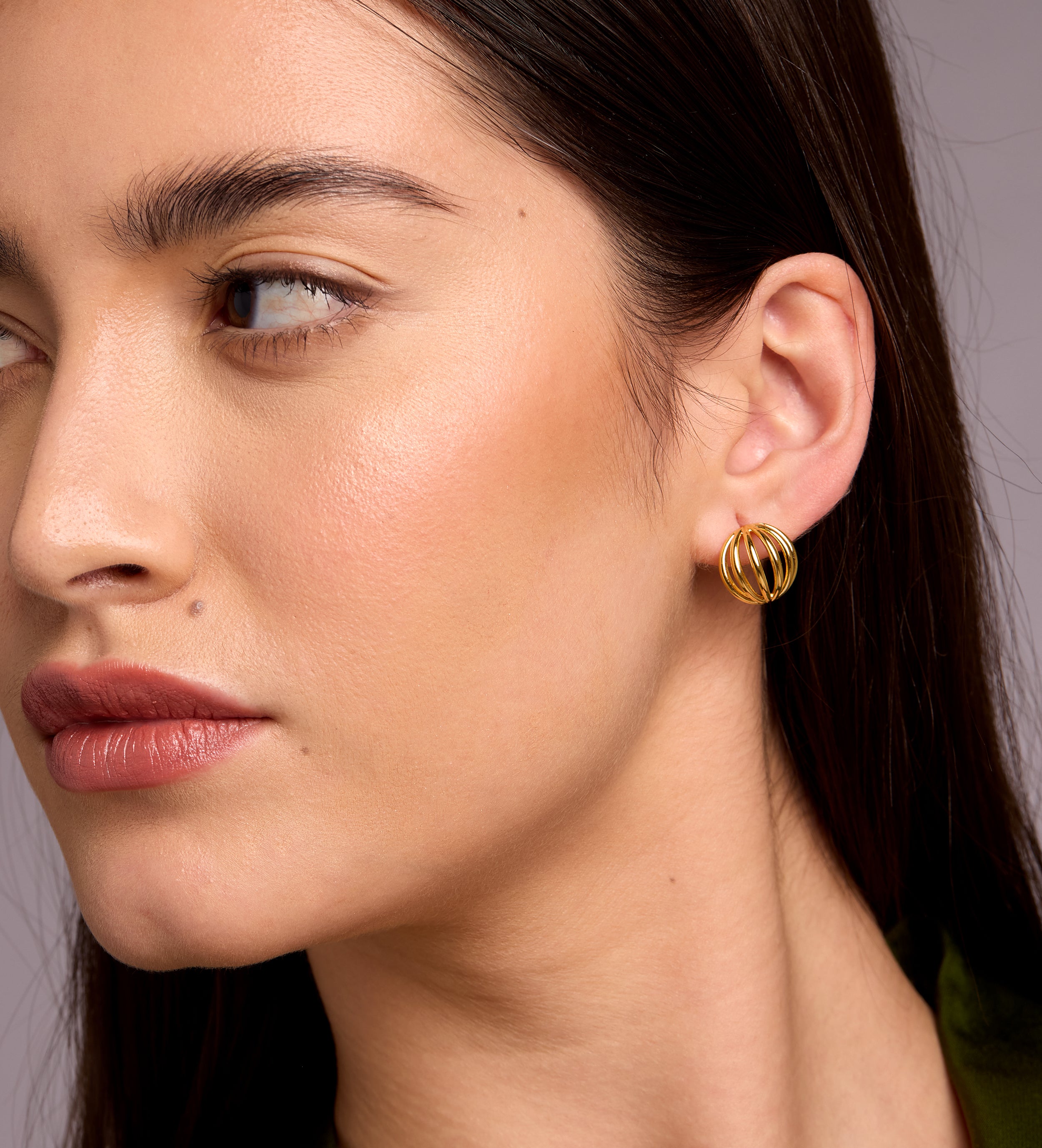 Caged Stud Earrings in Gold